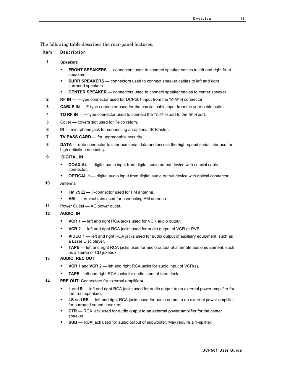 Rear panel | Motorola DCP 501 User Manual | Page 23 / 141