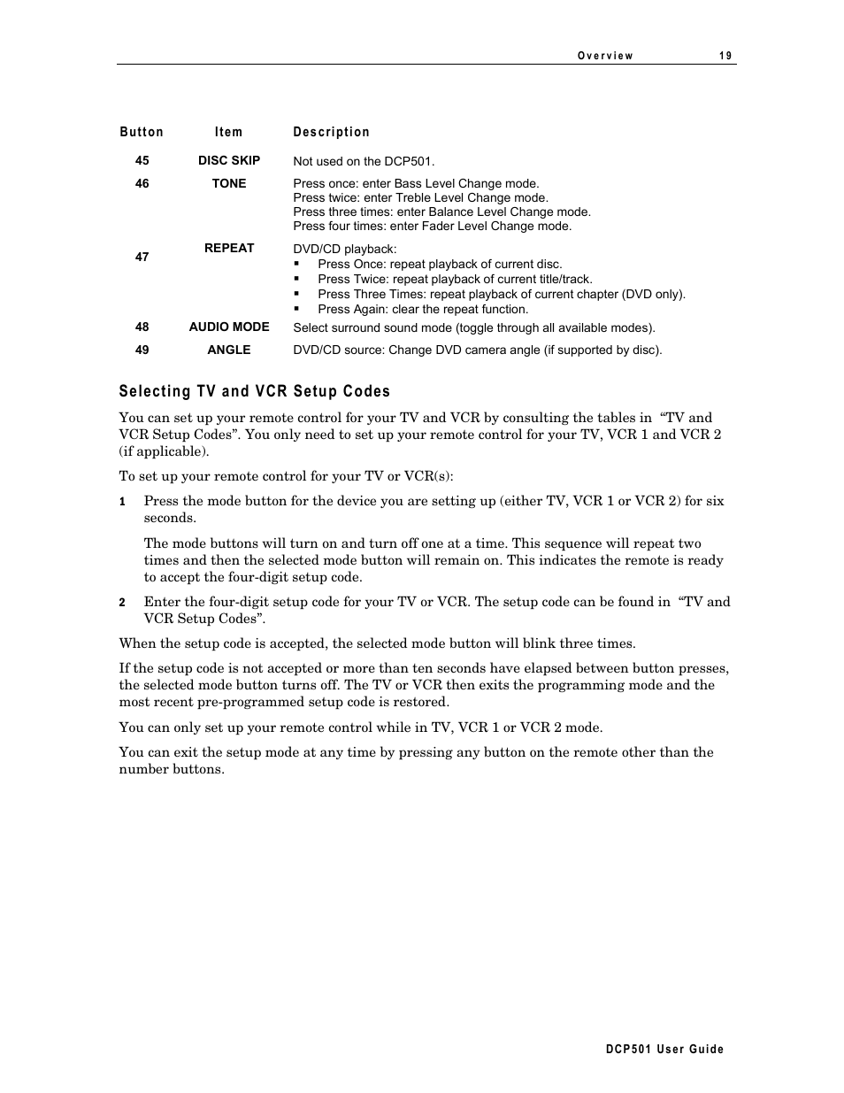 Selecting tv and vcr setup codes | Motorola DCP 501 User Manual | Page 29 / 141