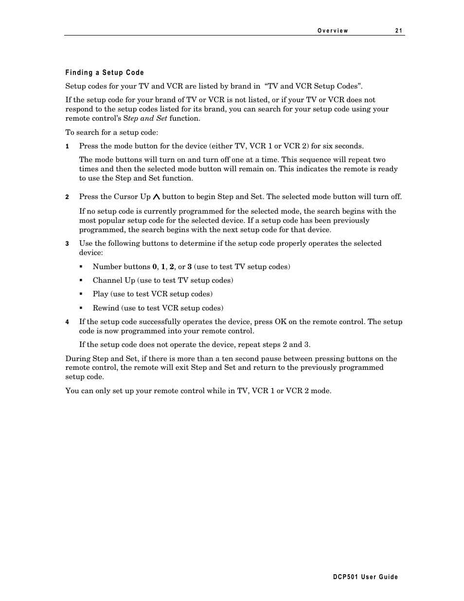 Finding a setup code | Motorola DCP 501 User Manual | Page 31 / 141