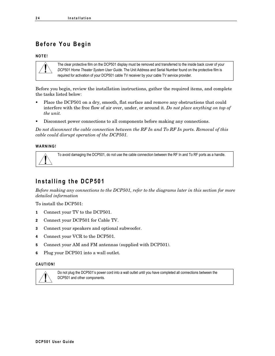 Before you begin, Installing the dcp501 | Motorola DCP 501 User Manual | Page 34 / 141