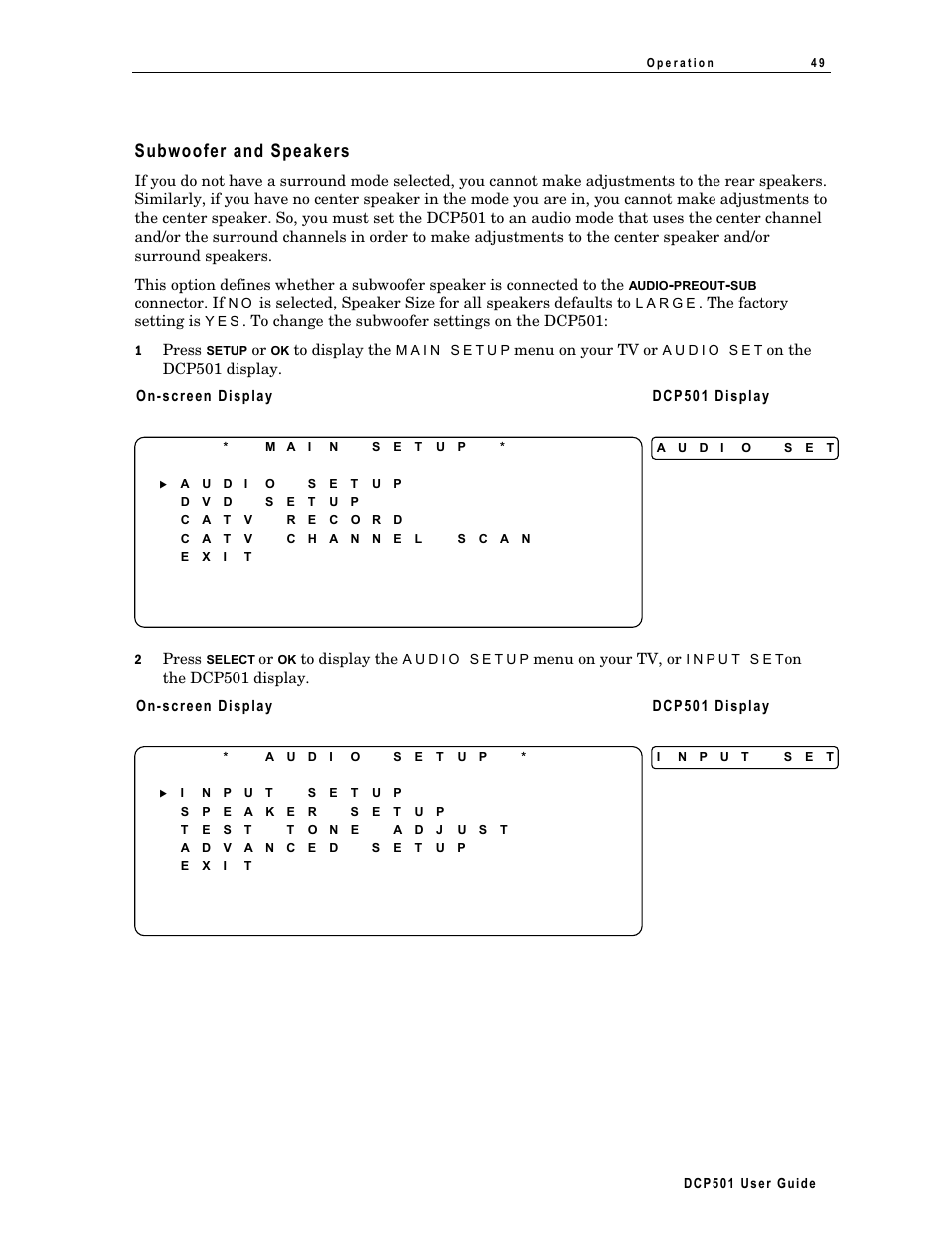 Subwoofer and speakers | Motorola DCP 501 User Manual | Page 59 / 141