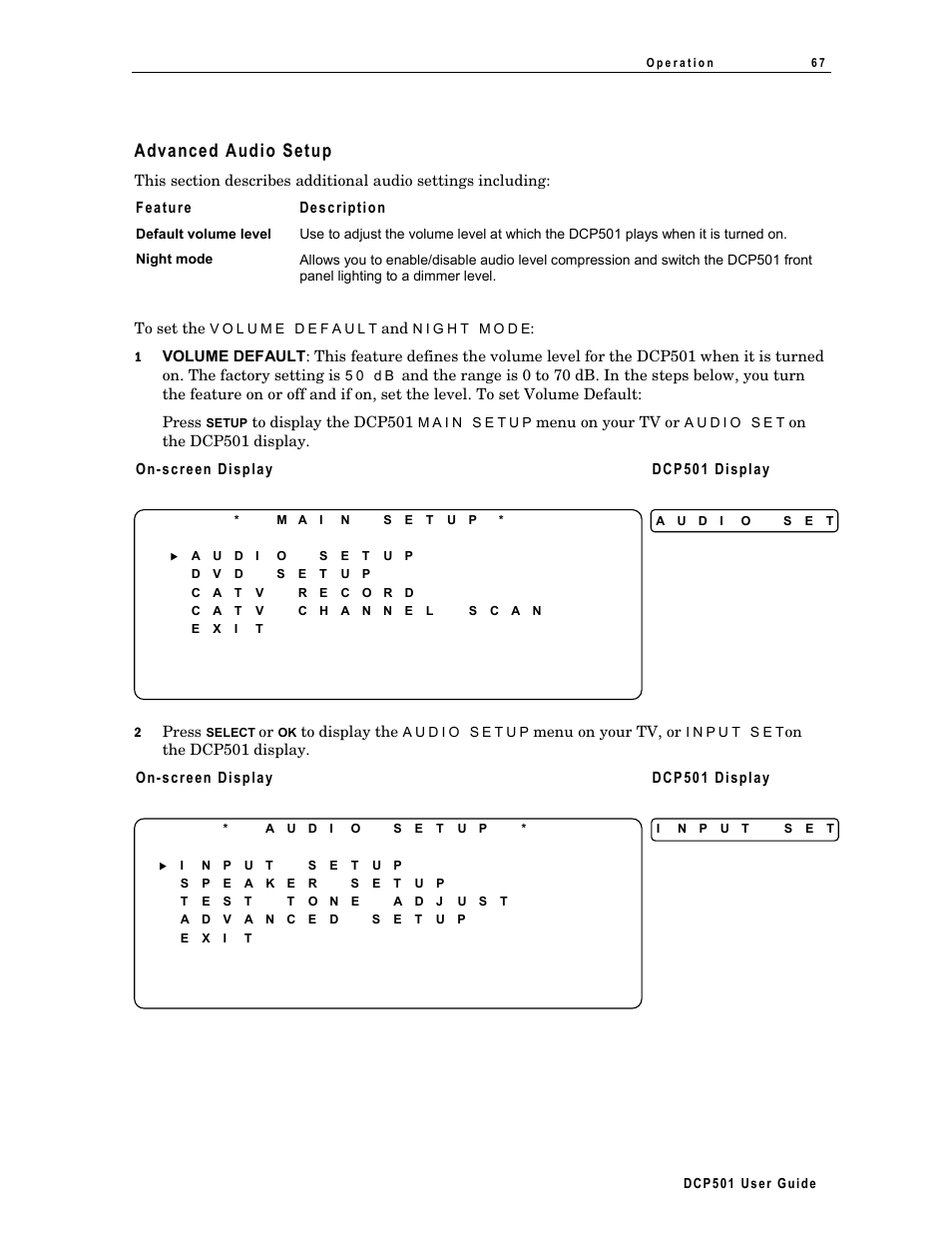 Advanced audio setup | Motorola DCP 501 User Manual | Page 77 / 141