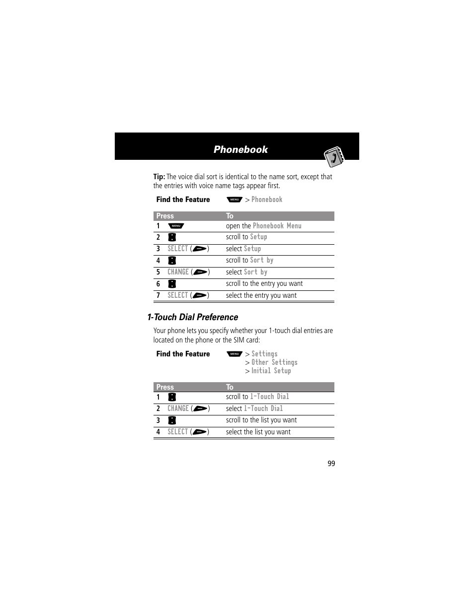 Phonebook | Motorola 60g User Manual | Page 101 / 222