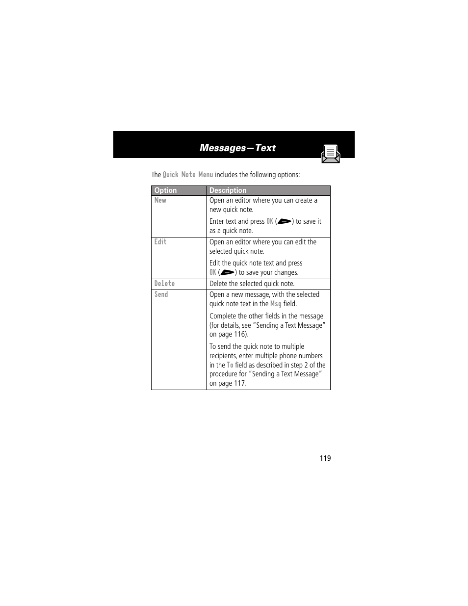 Messages—text | Motorola 60g User Manual | Page 121 / 222