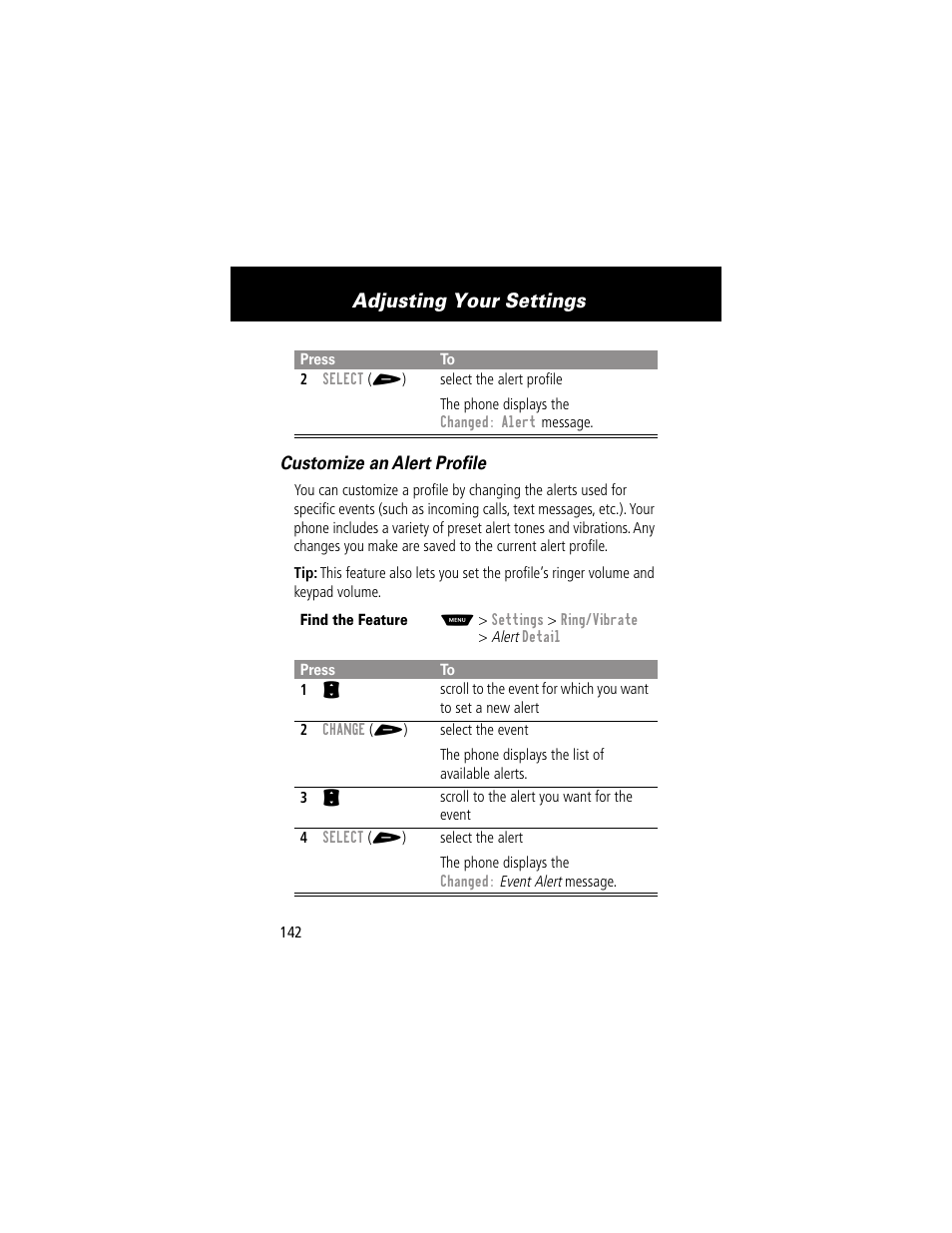 Adjusting your settings | Motorola 60g User Manual | Page 144 / 222