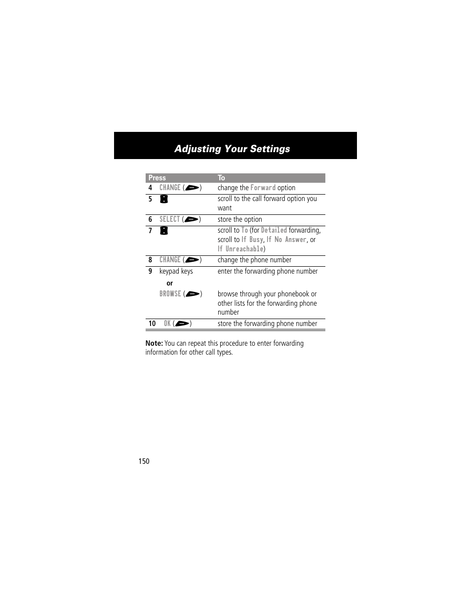 Adjusting your settings | Motorola 60g User Manual | Page 152 / 222