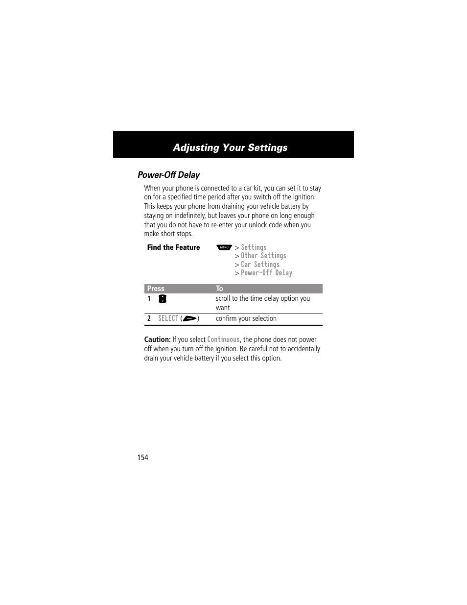 Adjusting your settings | Motorola 60g User Manual | Page 156 / 222