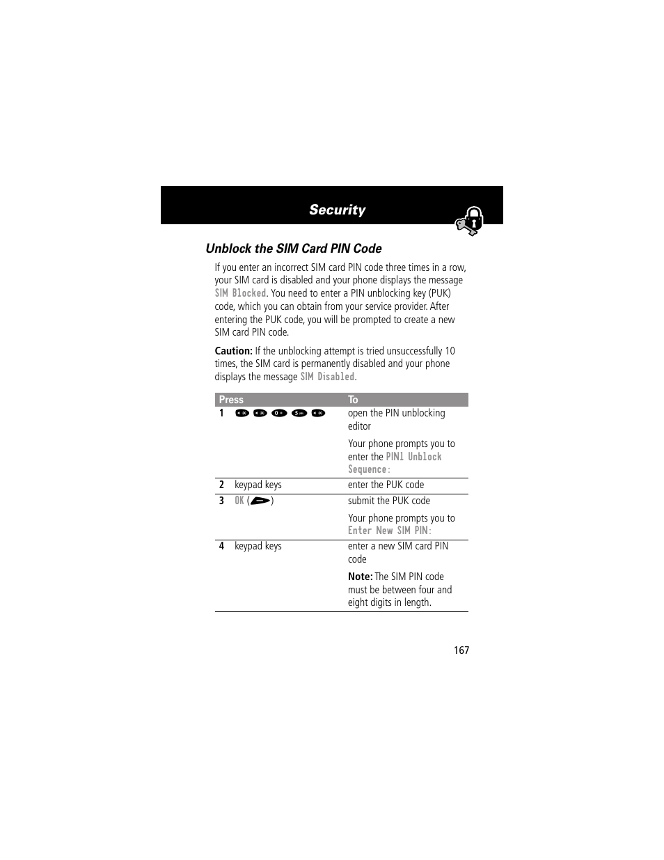 Security | Motorola 60g User Manual | Page 169 / 222