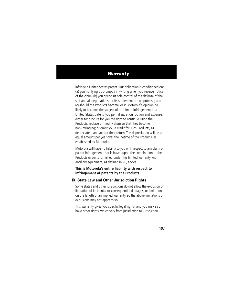 Warranty | Motorola 60g User Manual | Page 199 / 222