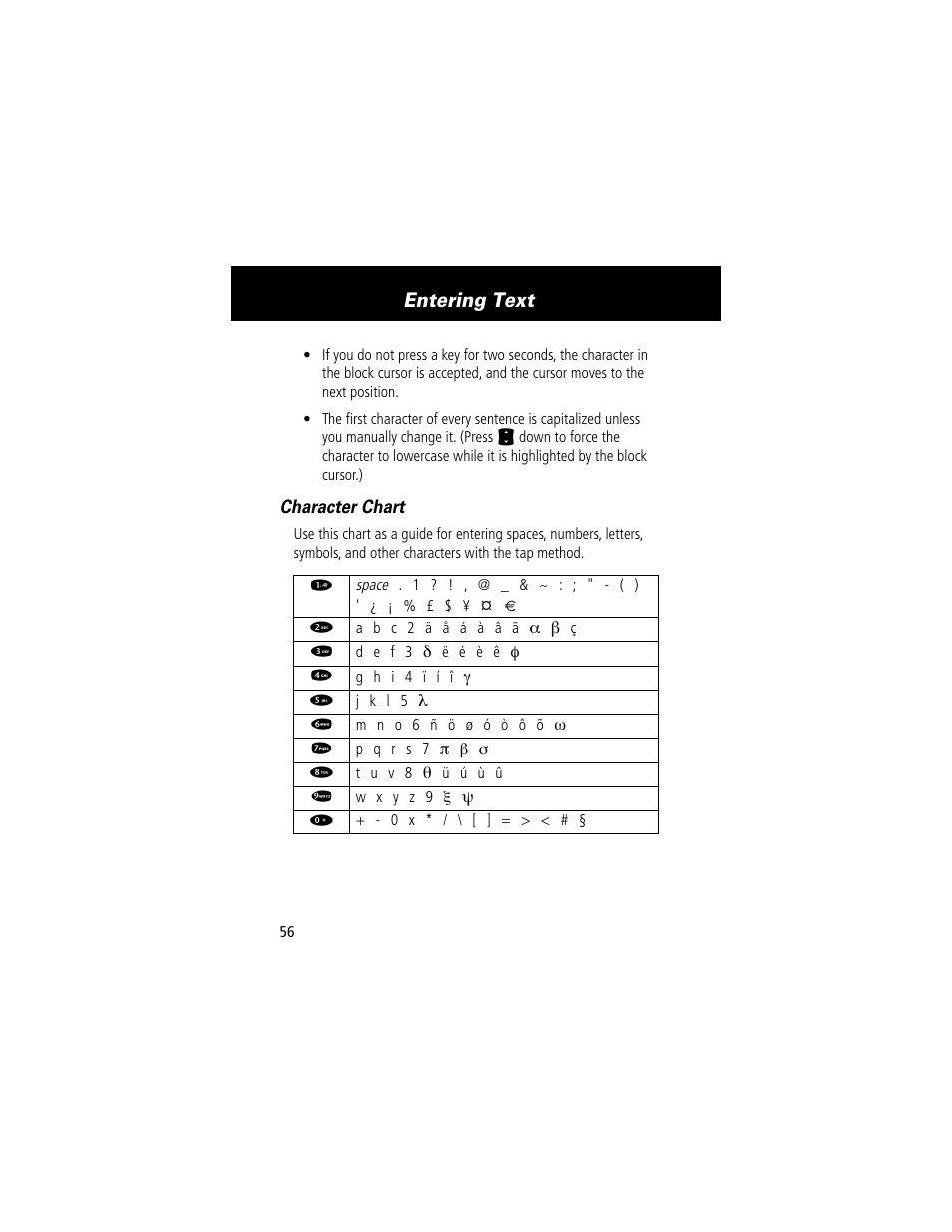 Entering text | Motorola 60g User Manual | Page 58 / 222