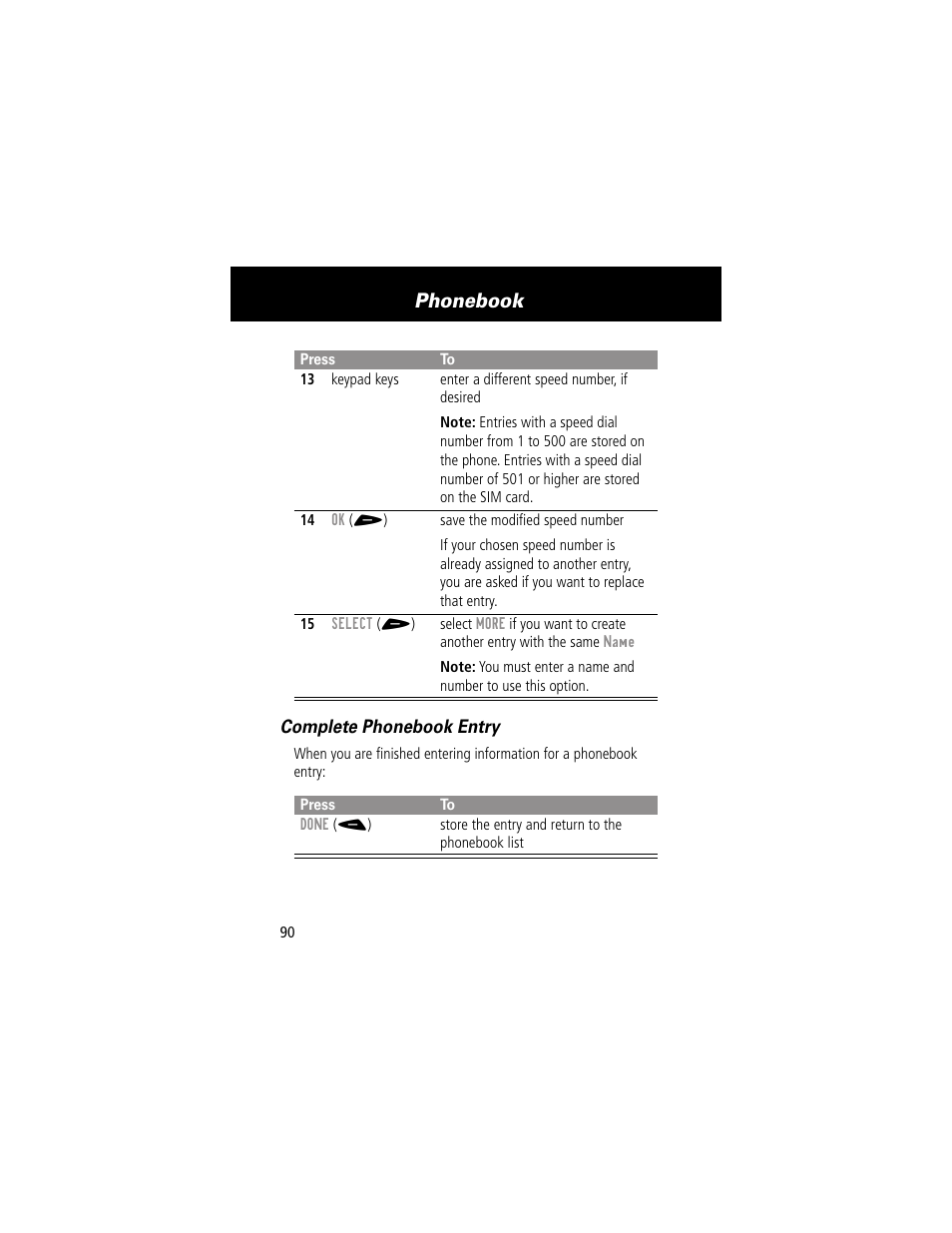 Phonebook | Motorola 60g User Manual | Page 92 / 222