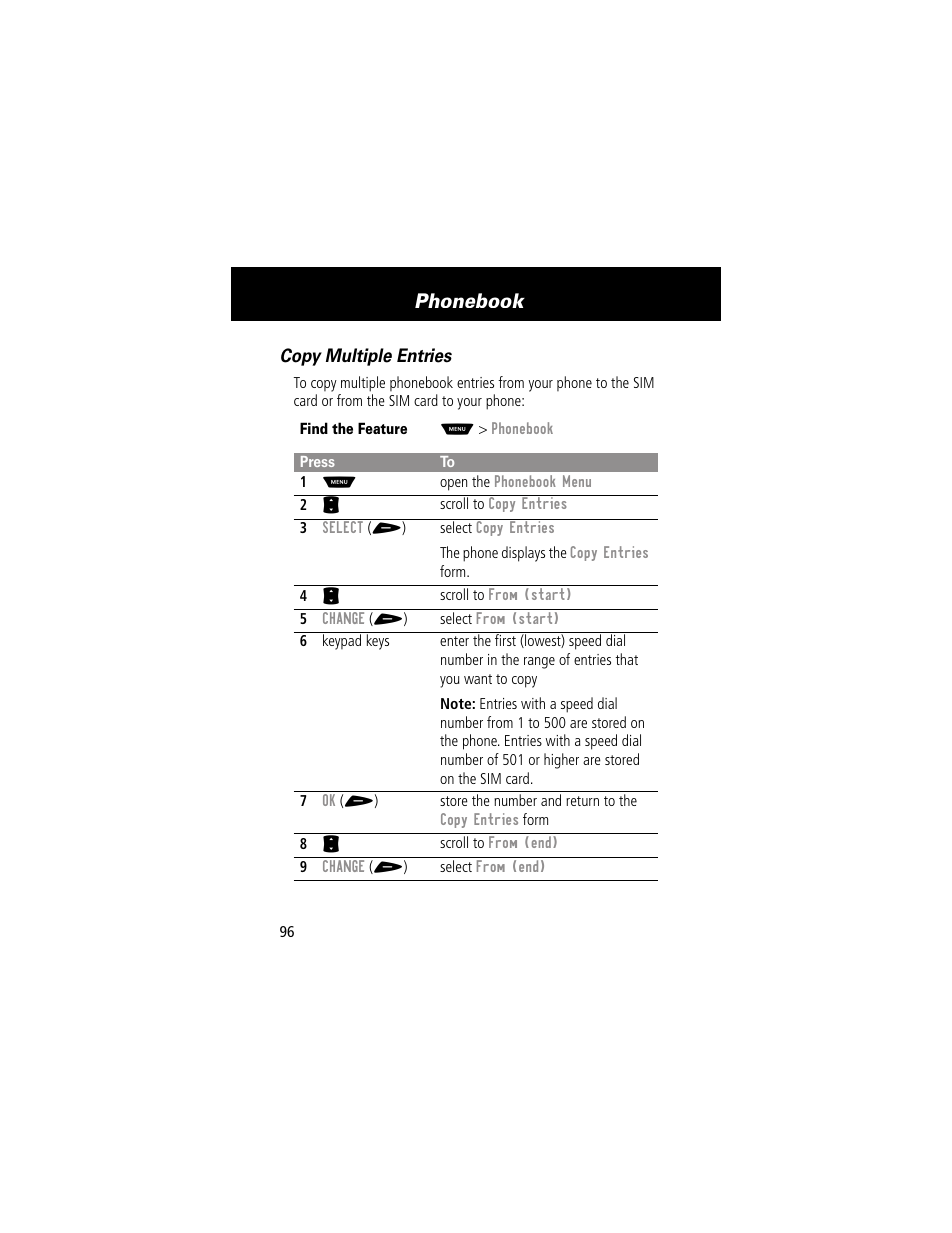 Phonebook | Motorola 60g User Manual | Page 98 / 222