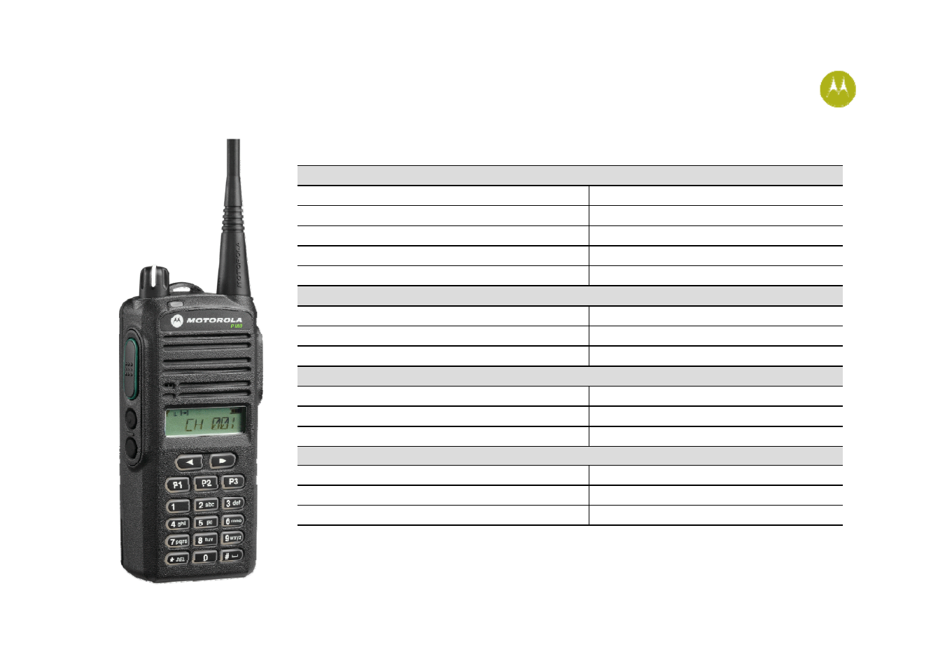 Module 1.4, Product specifications, Module 1.3 | Motorola P100 User Manual | Page 18 / 53