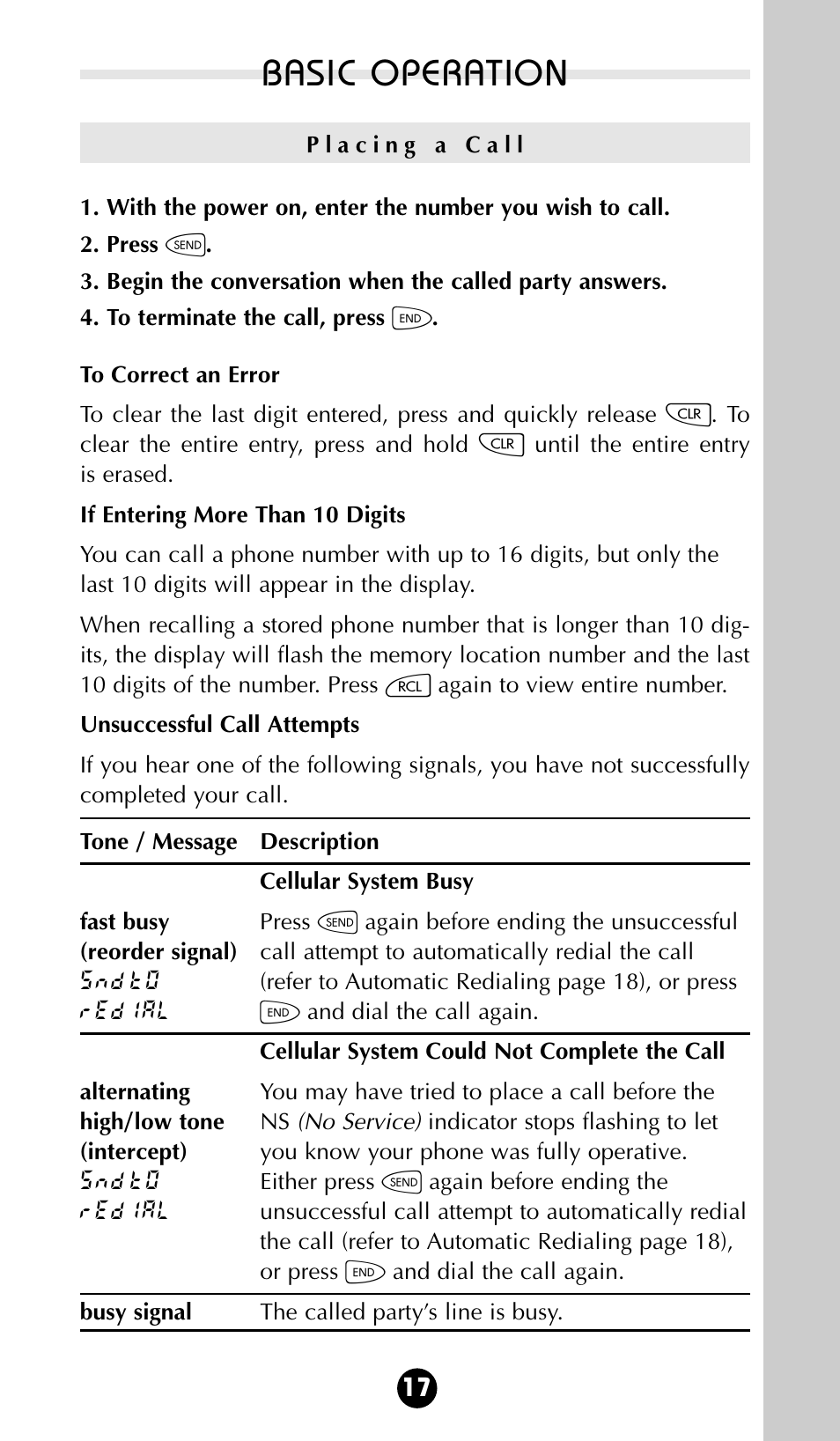 Basic operation | Motorola 68P09396A92-A User Manual | Page 17 / 64