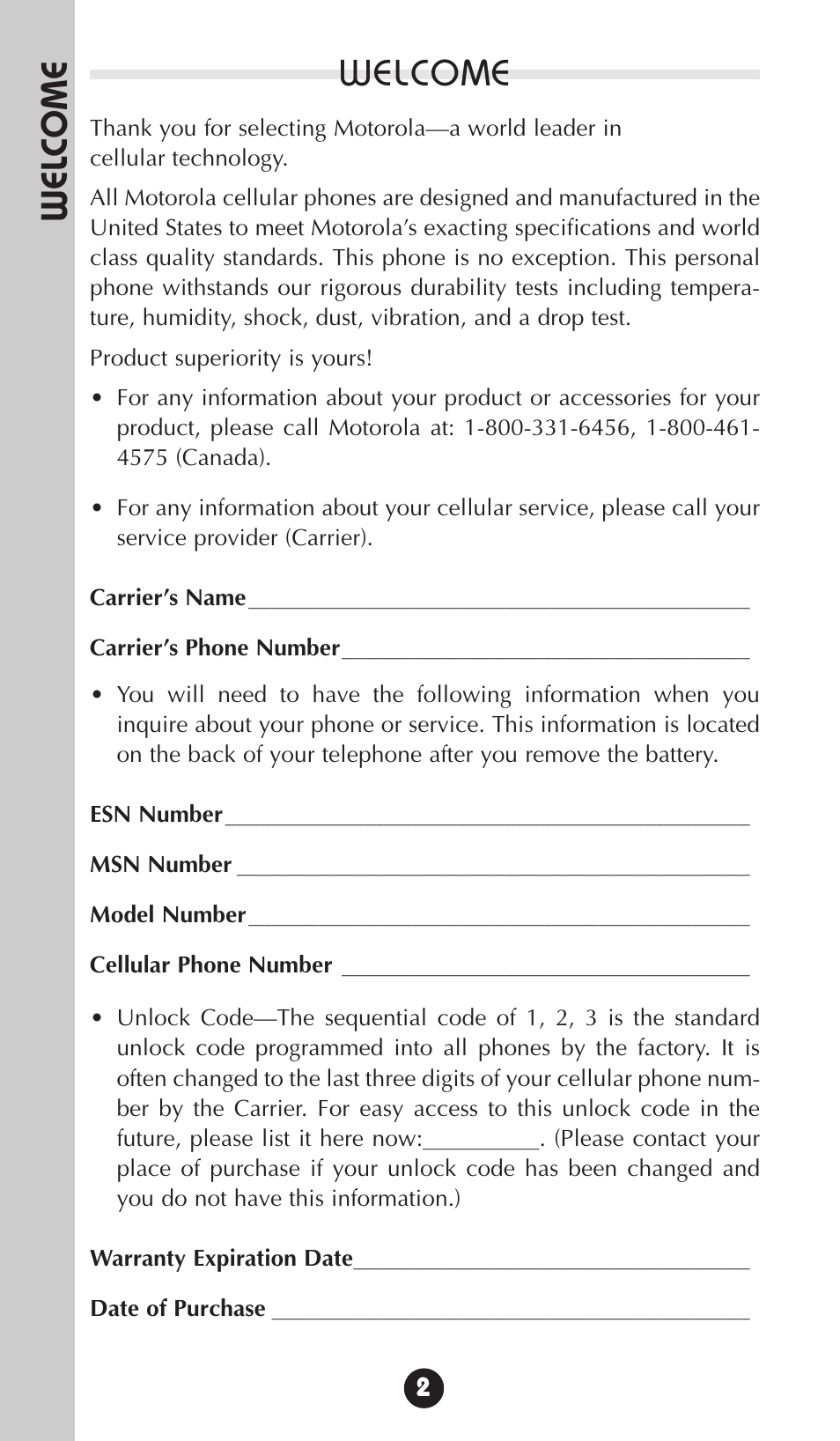 Welcome | Motorola 68P09396A92-A User Manual | Page 2 / 64