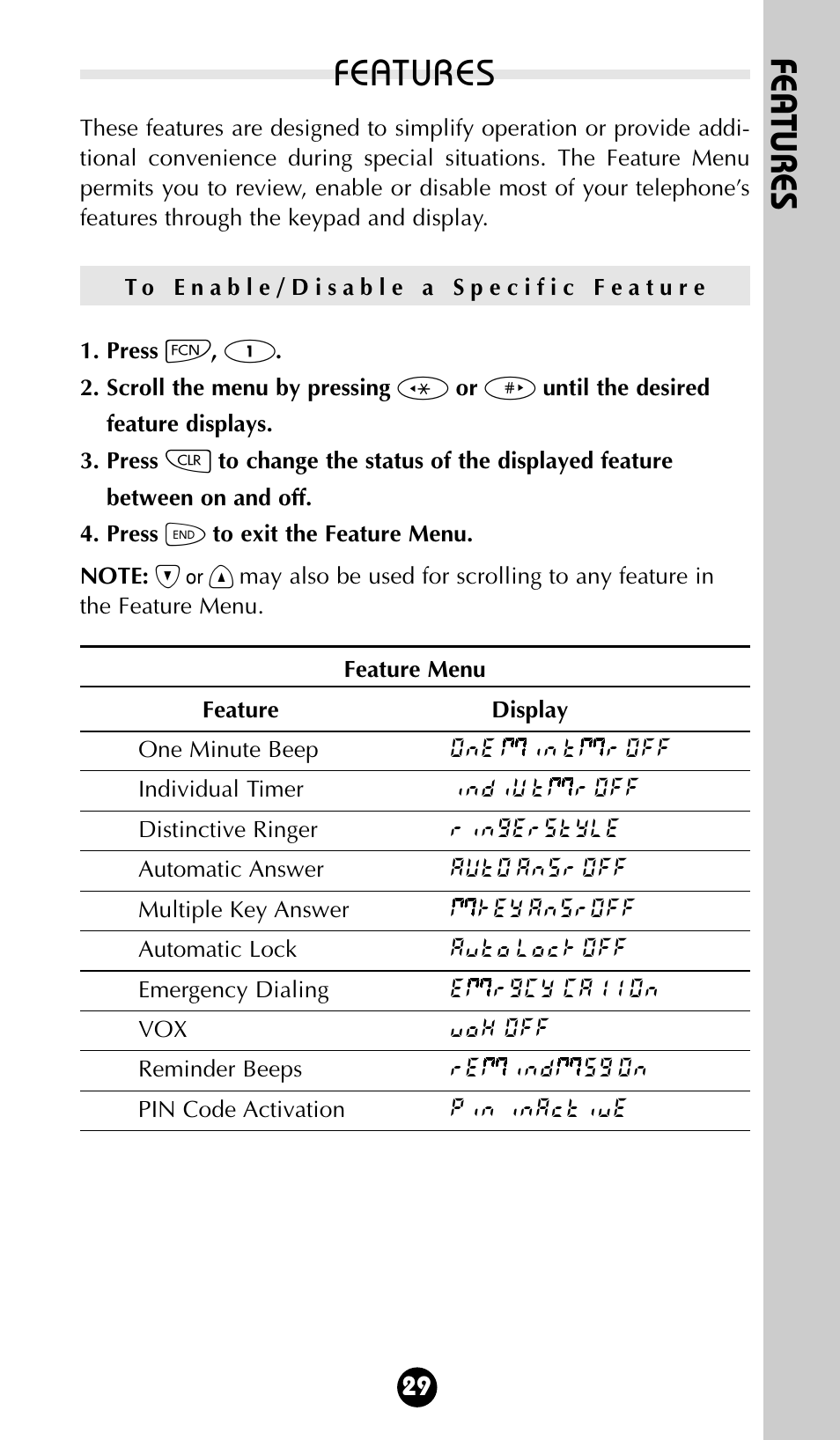 Features, Fea tures | Motorola 68P09396A92-A User Manual | Page 29 / 64