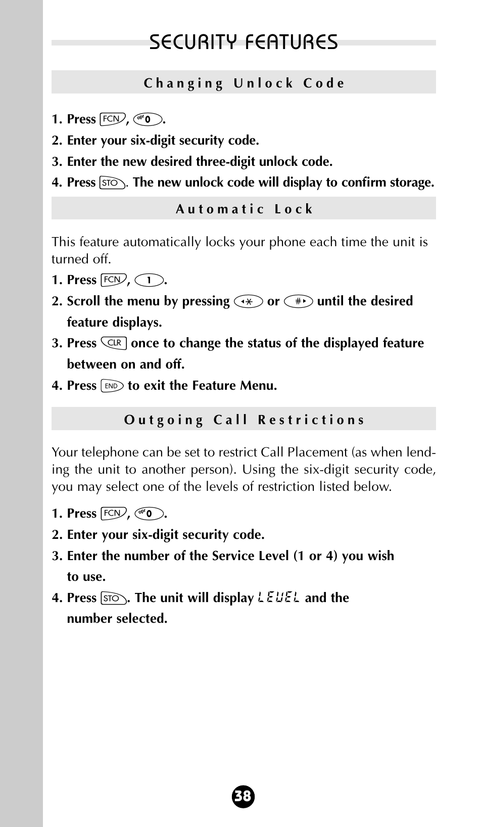 Security features | Motorola 68P09396A92-A User Manual | Page 38 / 64