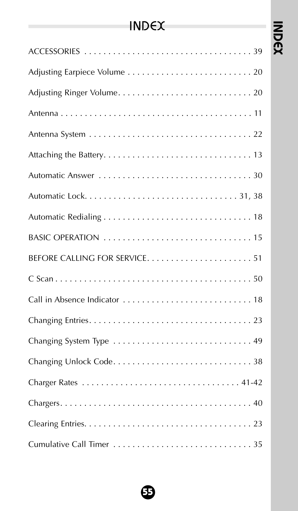 Index | Motorola 68P09396A92-A User Manual | Page 55 / 64
