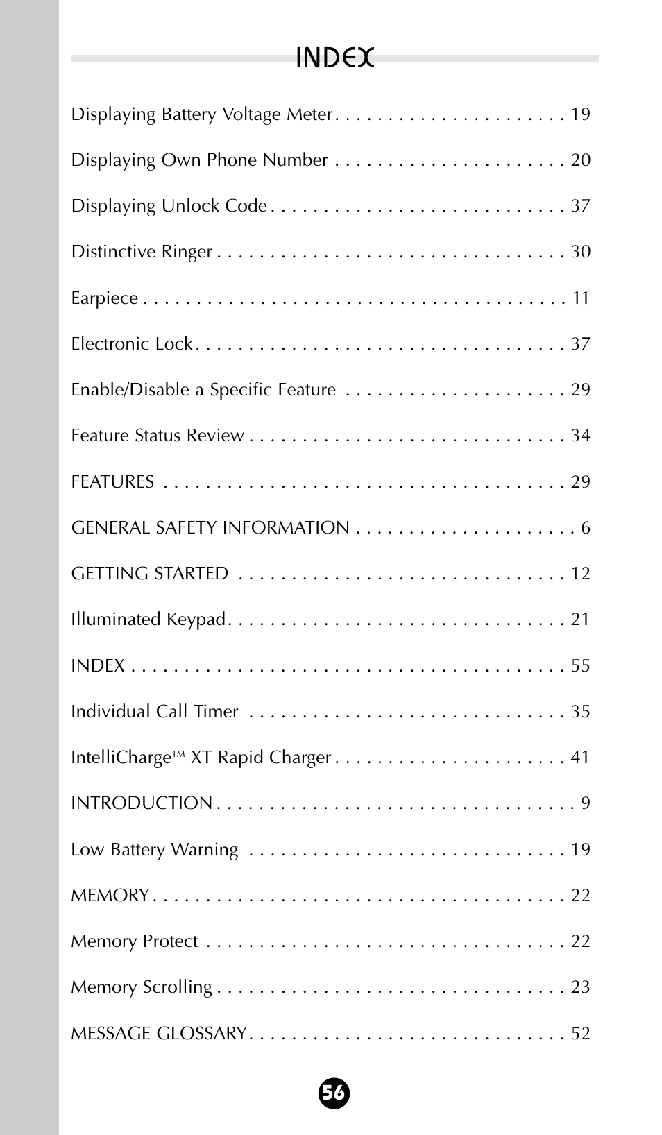 Index | Motorola 68P09396A92-A User Manual | Page 56 / 64