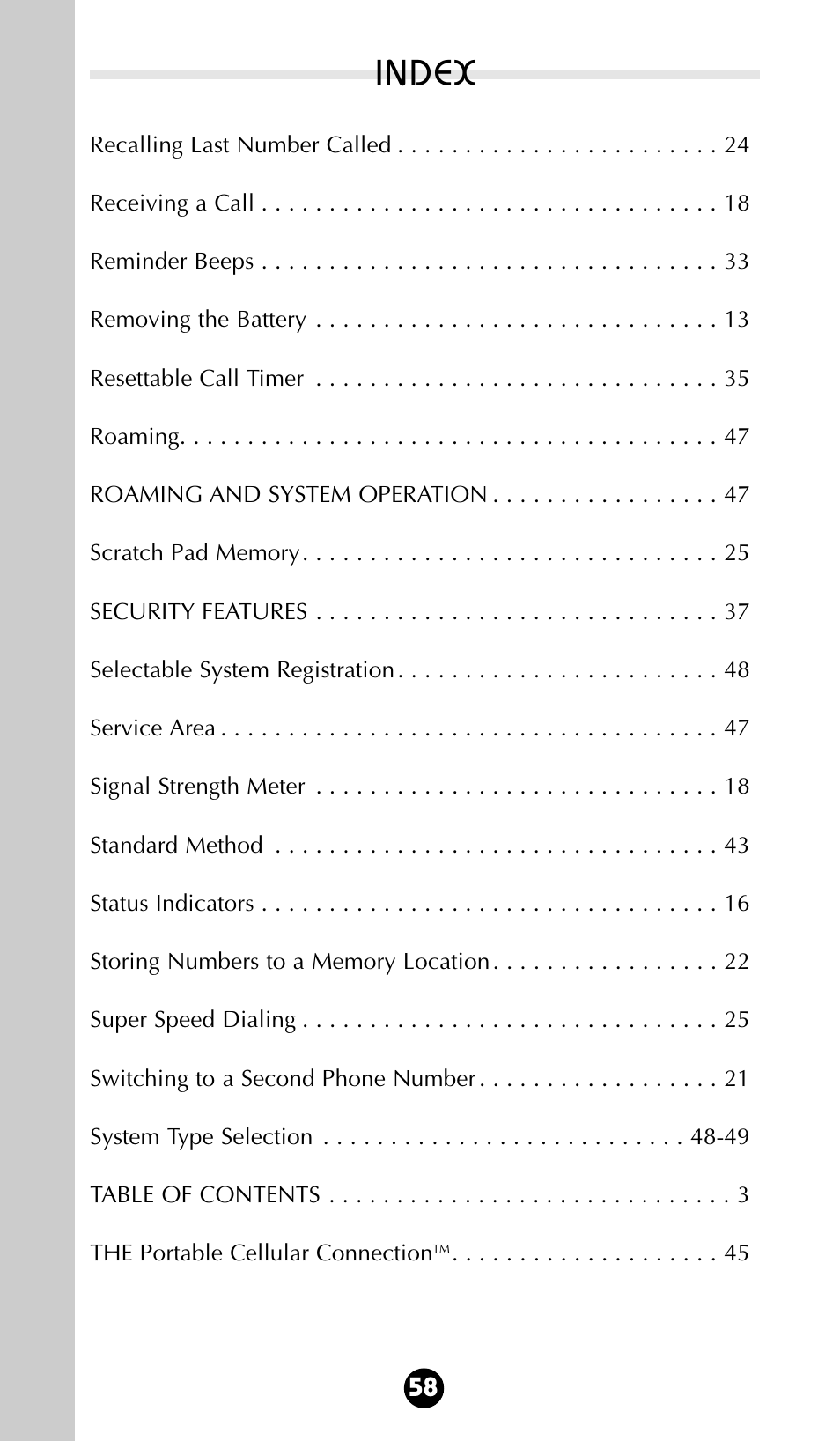 Index | Motorola 68P09396A92-A User Manual | Page 58 / 64