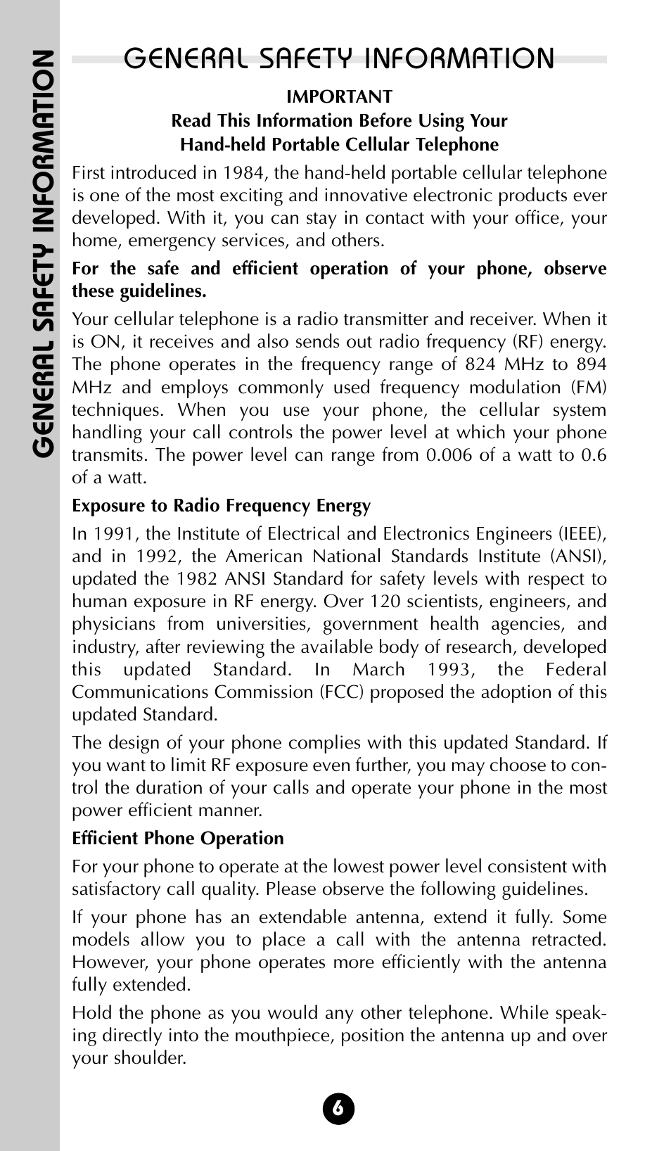 General safety info, General safety information, General safety informa tion | Motorola 68P09396A92-A User Manual | Page 6 / 64