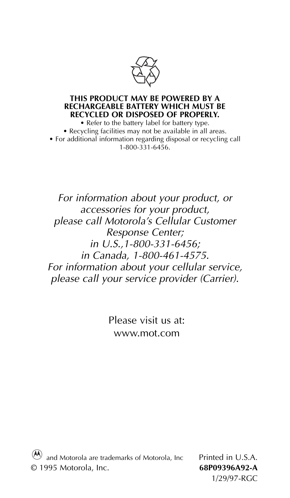 Motorola 68P09396A92-A User Manual | Page 64 / 64