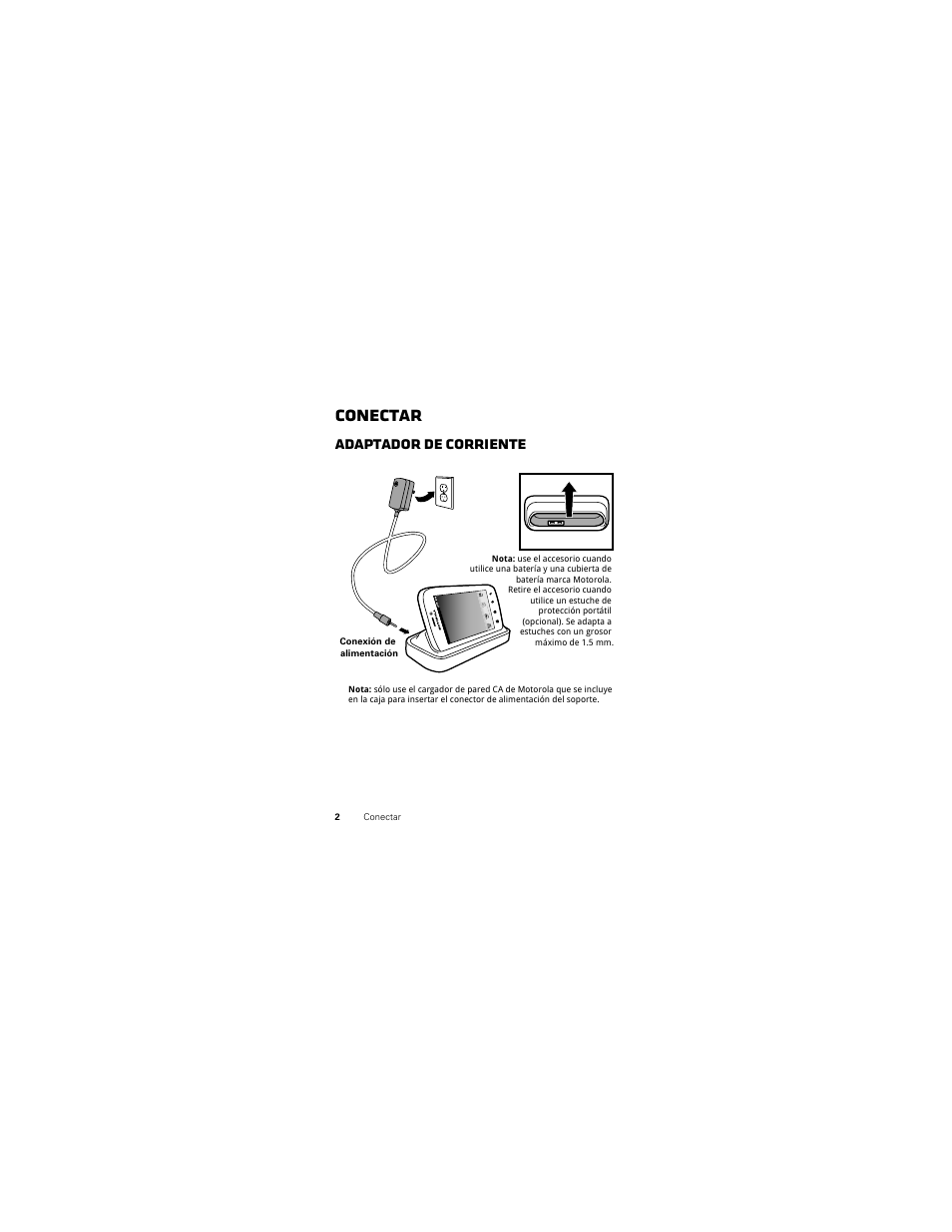 Conectar, Adaptador de corriente | Motorola PHOTON SJYN0827A User Manual | Page 22 / 38