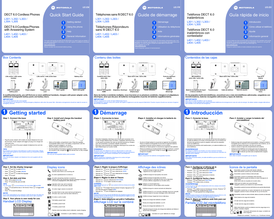Motorola L401 User Manual | 2 pages