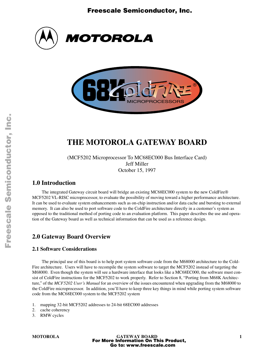 Motorola VL-RISC MCF5202 User Manual | 19 pages