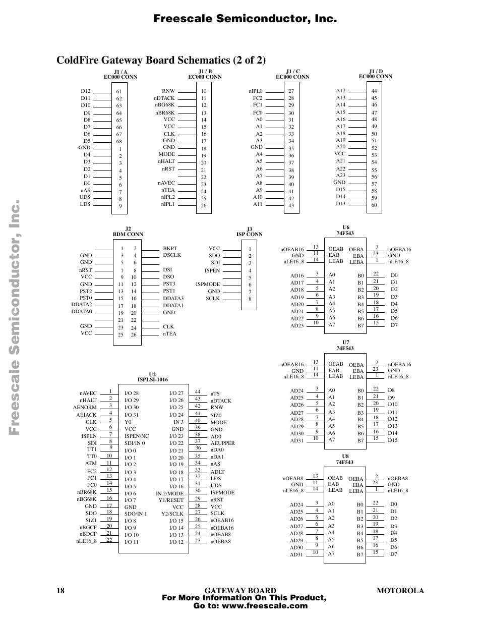 Coldfire gateway board schematics (2 of 2), Freescale semiconductor, inc | Motorola VL-RISC MCF5202 User Manual | Page 18 / 19