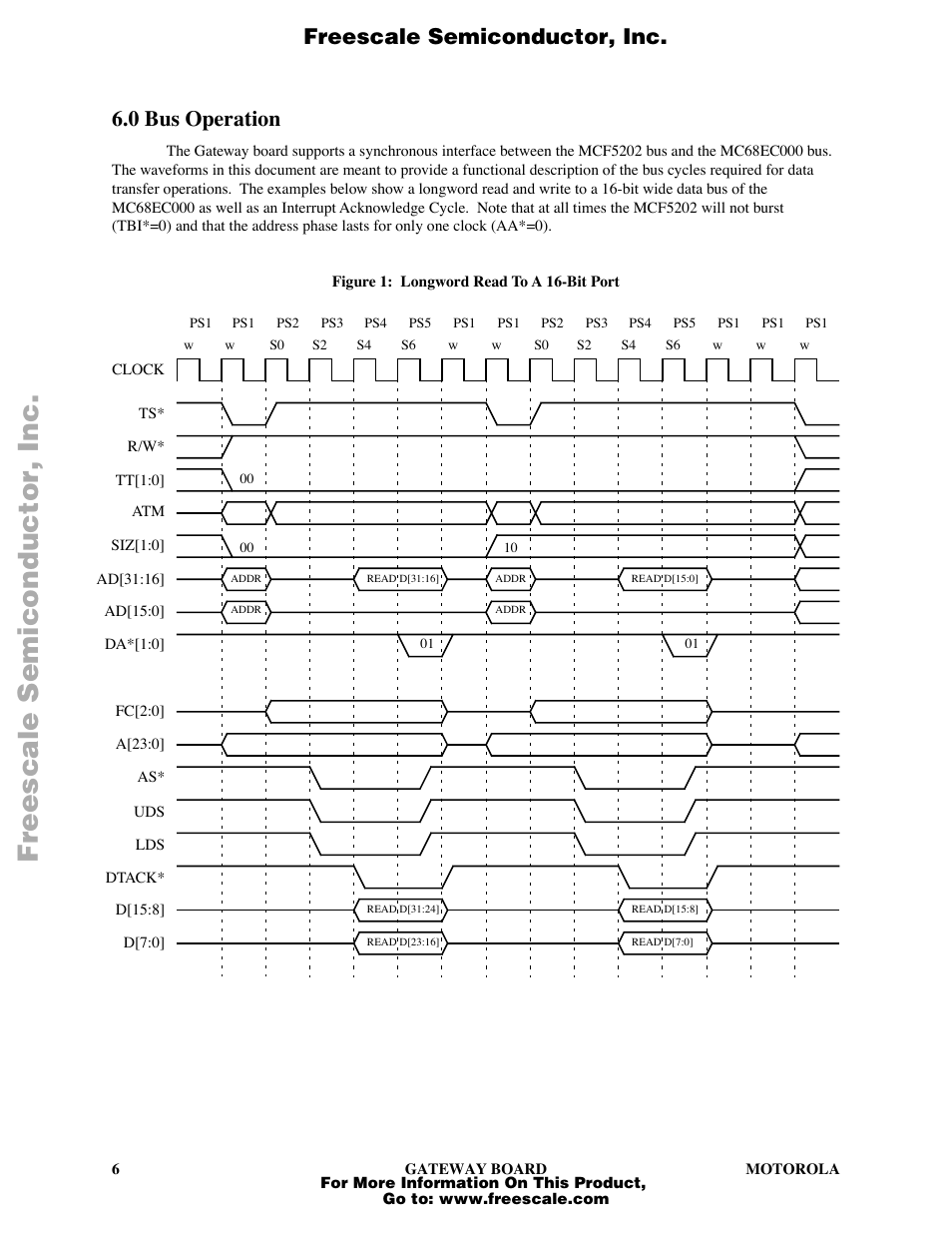 0 bus operation, Freescale semiconductor, inc | Motorola VL-RISC MCF5202 User Manual | Page 6 / 19