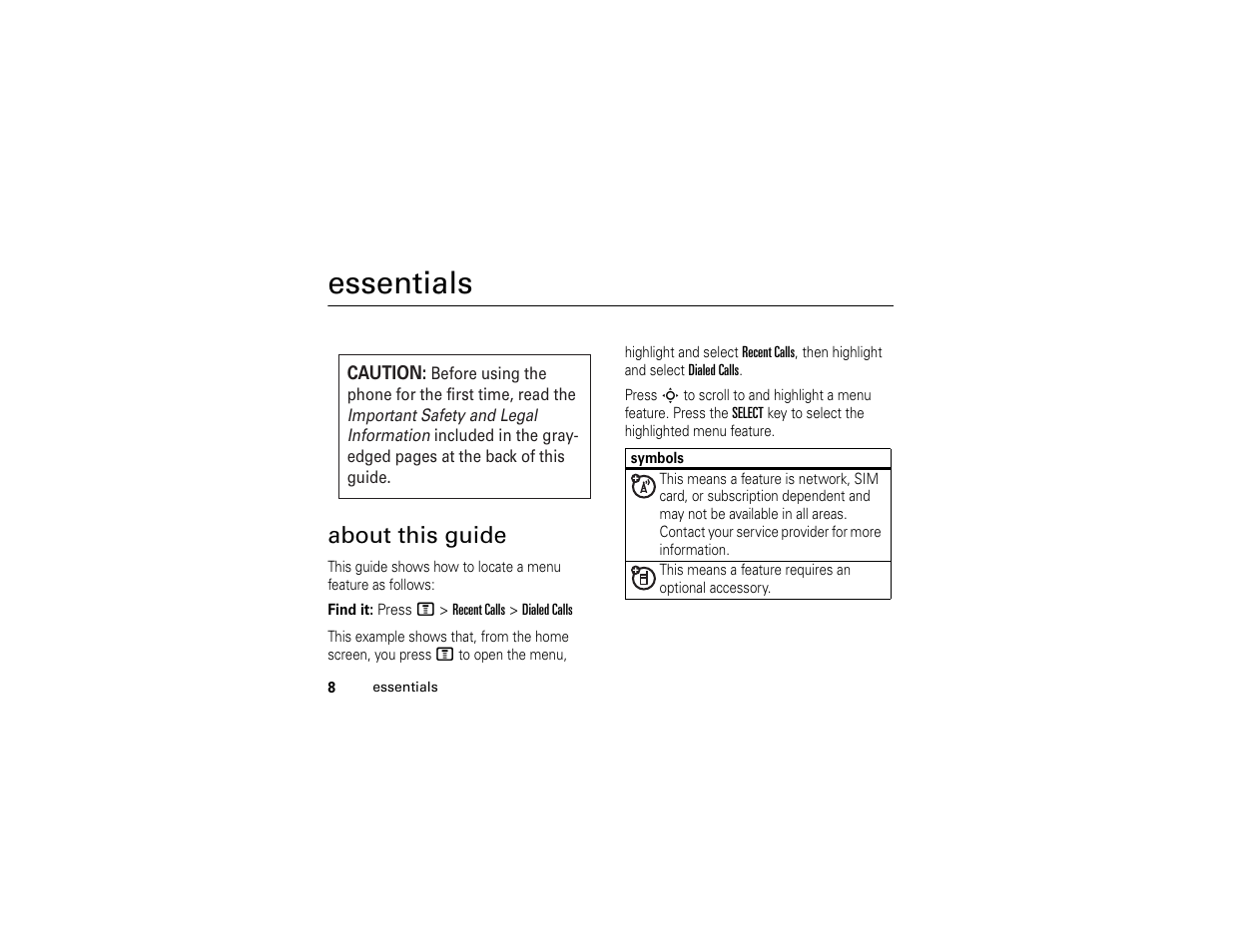 Essentials, About this guide | Motorola C139 User Manual | Page 10 / 174