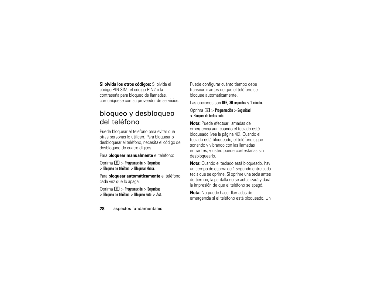 Bloqueo y desbloqueo del teléfono | Motorola C139 User Manual | Page 112 / 174