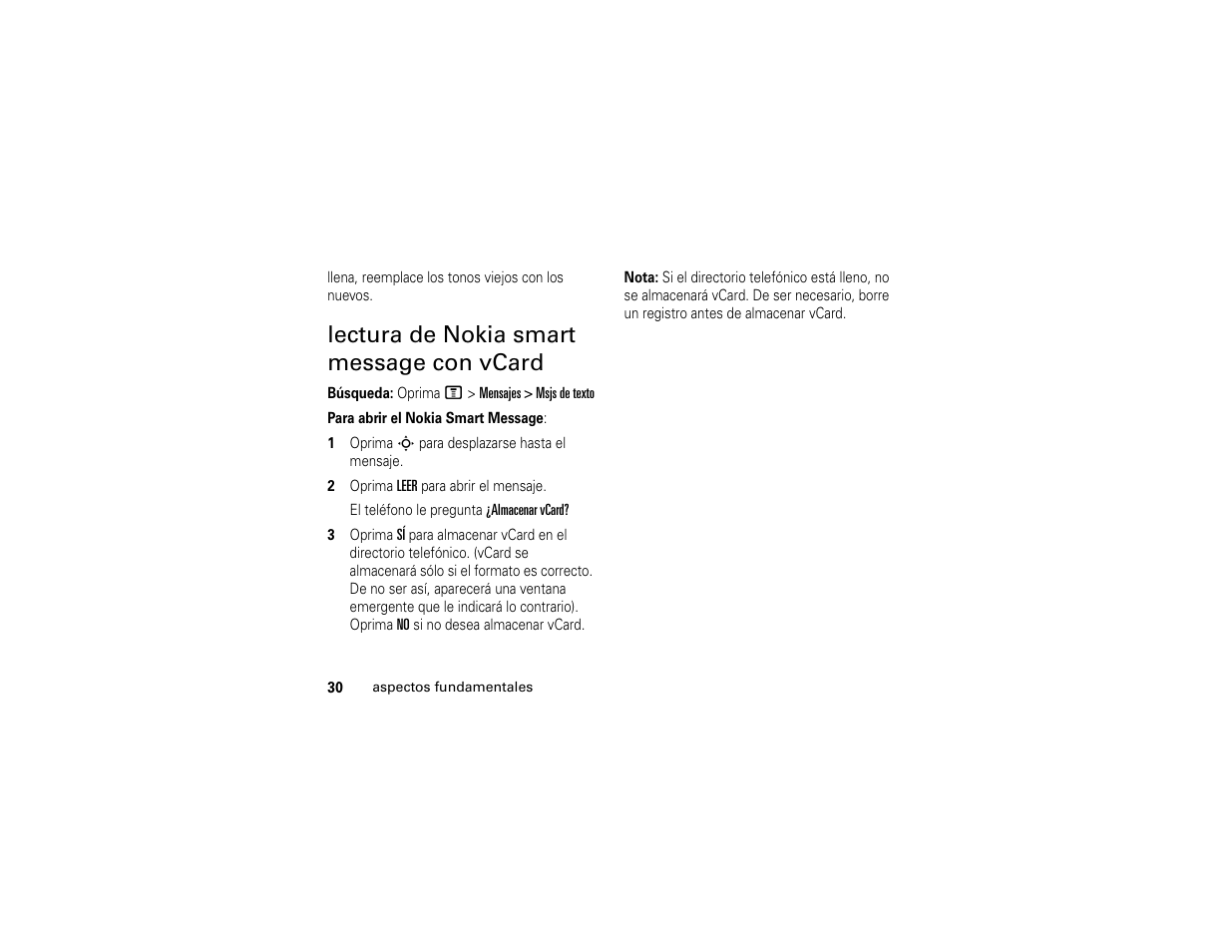 Lectura de nokia smart message con vcard | Motorola C139 User Manual | Page 114 / 174