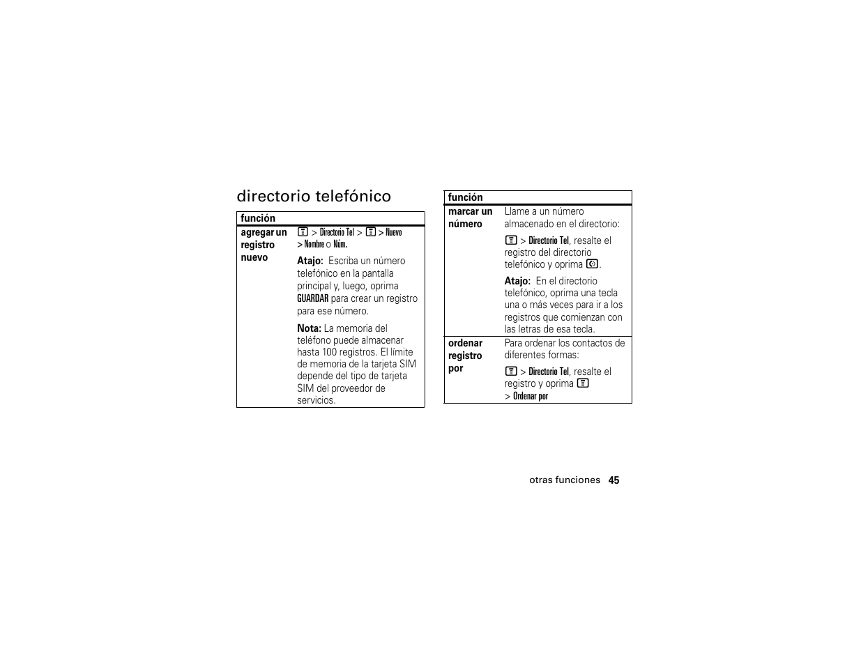 Directorio telefónico | Motorola C139 User Manual | Page 129 / 174