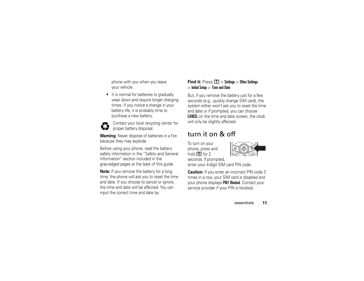 Turn it on & off | Motorola C139 User Manual | Page 13 / 174