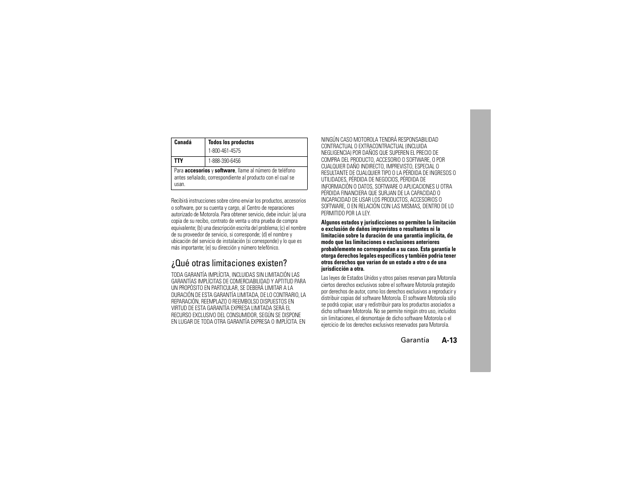 Qué otras limitaciones existen | Motorola C139 User Manual | Page 167 / 174