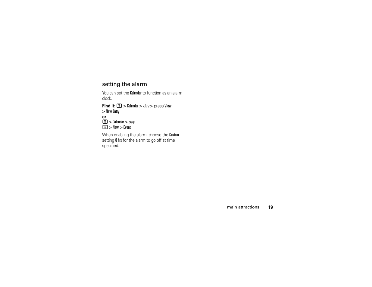 Setting the alarm | Motorola C139 User Manual | Page 21 / 174