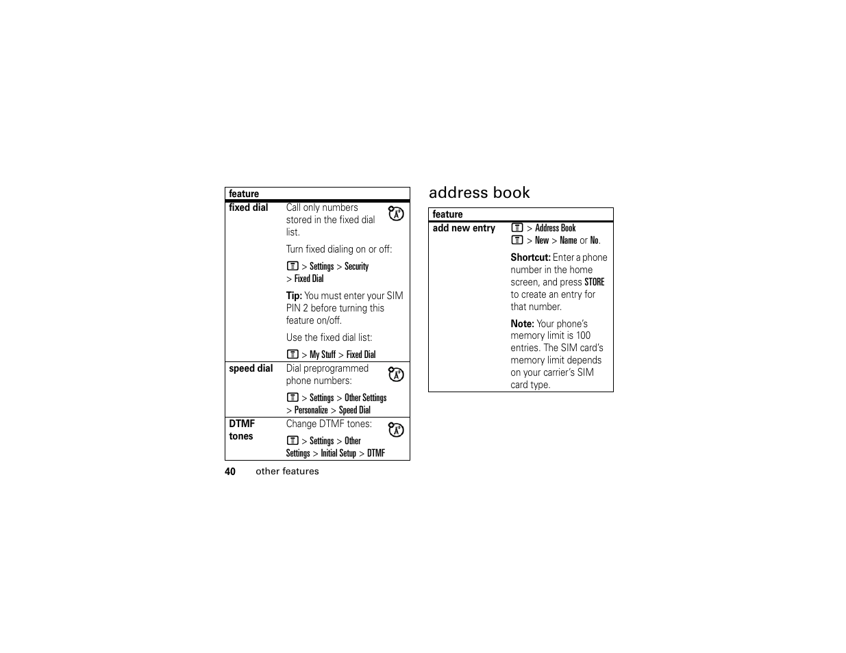 Address book | Motorola C139 User Manual | Page 42 / 174