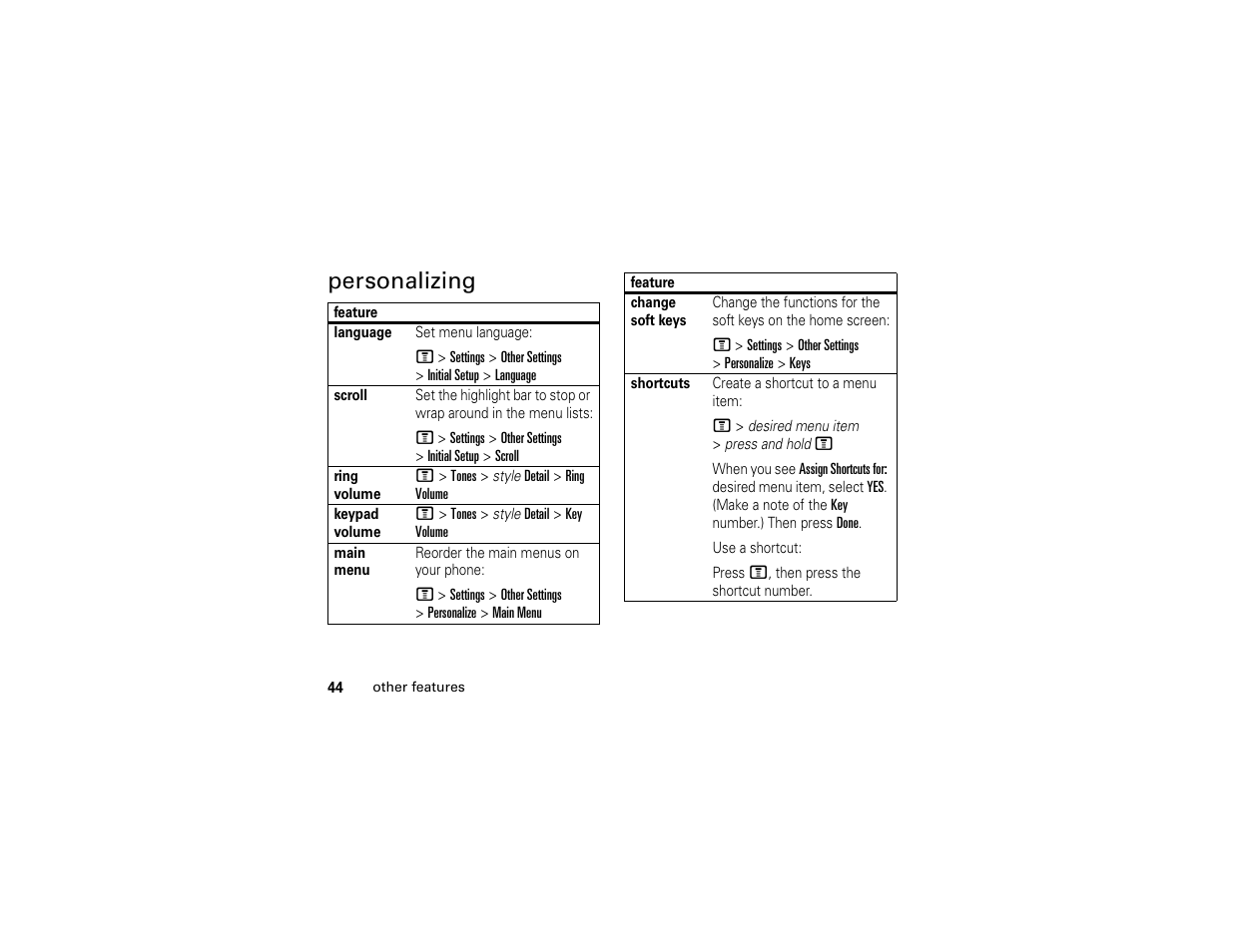 Personalizing | Motorola C139 User Manual | Page 46 / 174