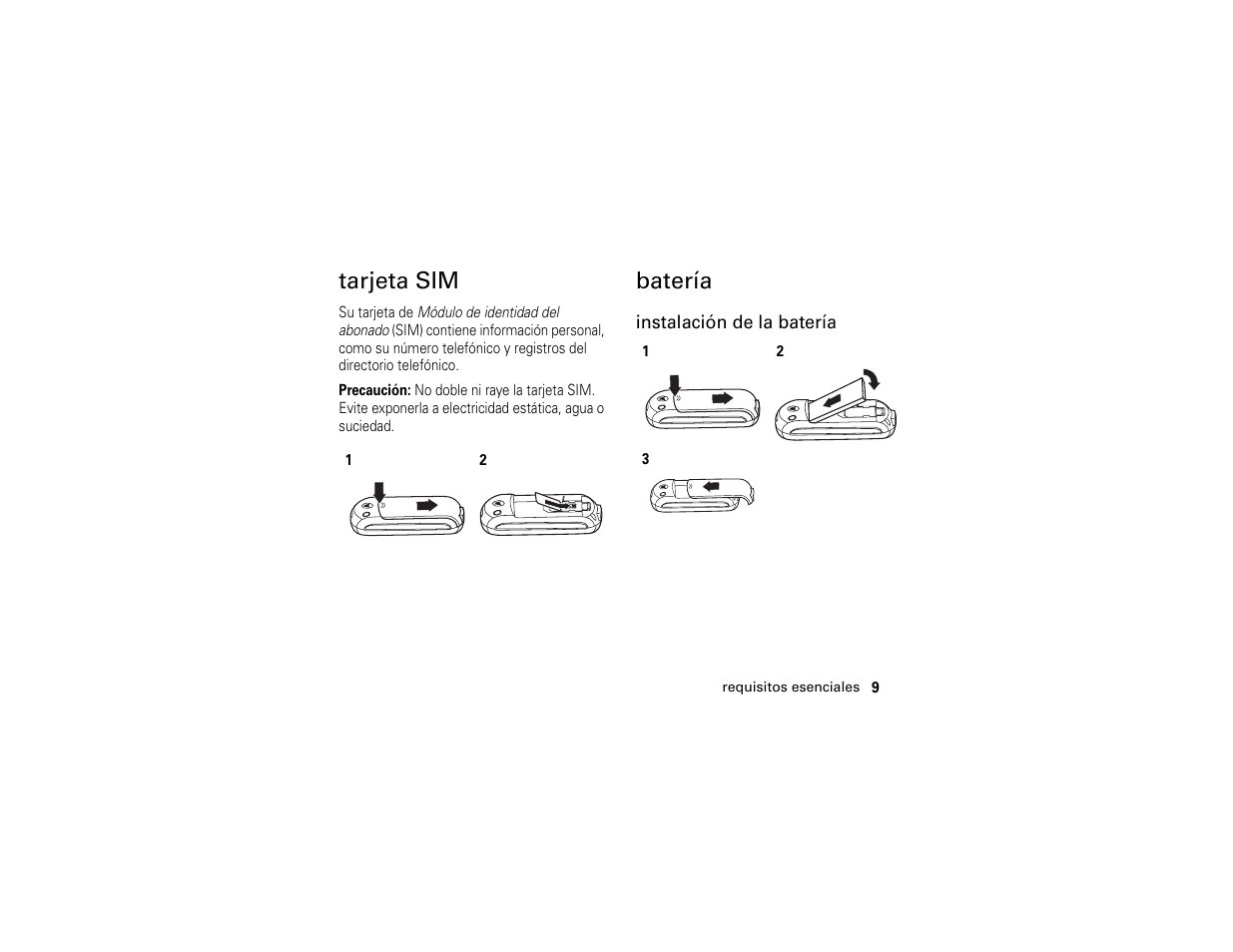 Tarjeta sim, Batería, Tarjeta sim batería | Motorola C139 User Manual | Page 93 / 174