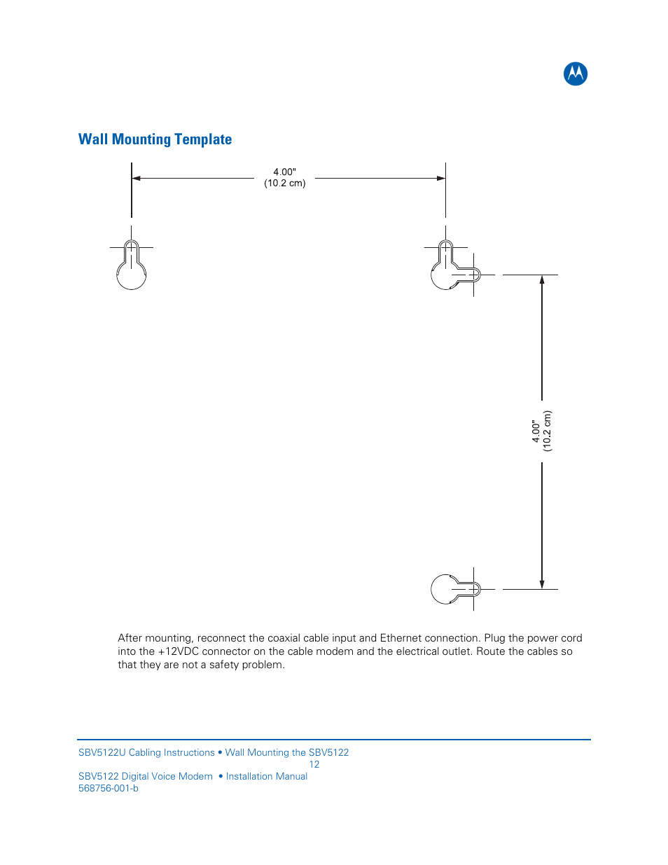 Wall mounting template | Motorola DIGITAL VOICE MODEM SBV5122 User Manual | Page 20 / 24