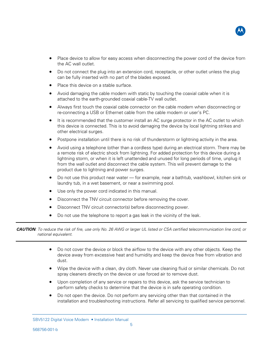 Motorola DIGITAL VOICE MODEM SBV5122 User Manual | Page 5 / 24