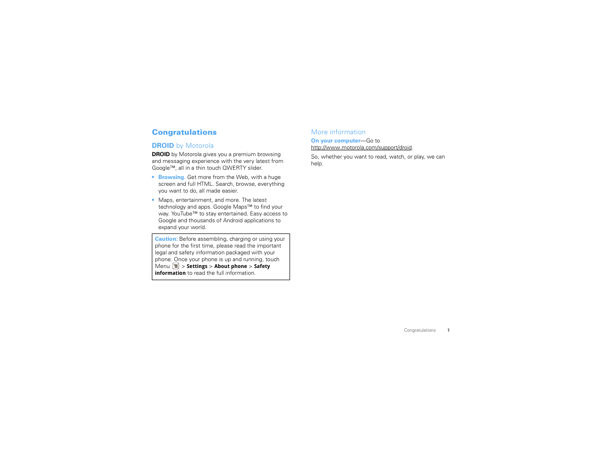 Congratulations | Motorola 68000202474-C User Manual | Page 3 / 58