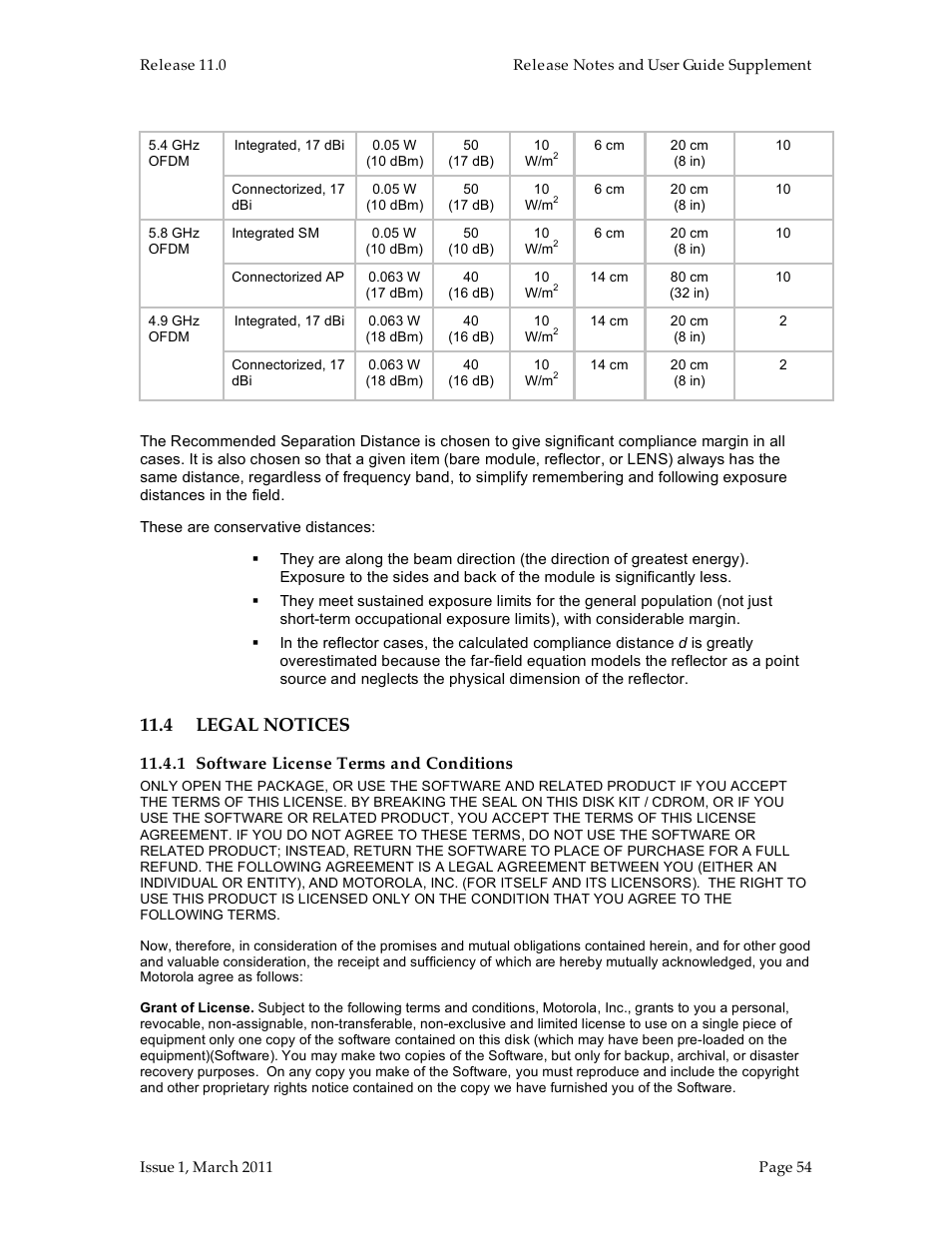 4 legal notices | Motorola Canopy FSK and OFDM radios PTP 100 (FSK) User Manual | Page 54 / 56