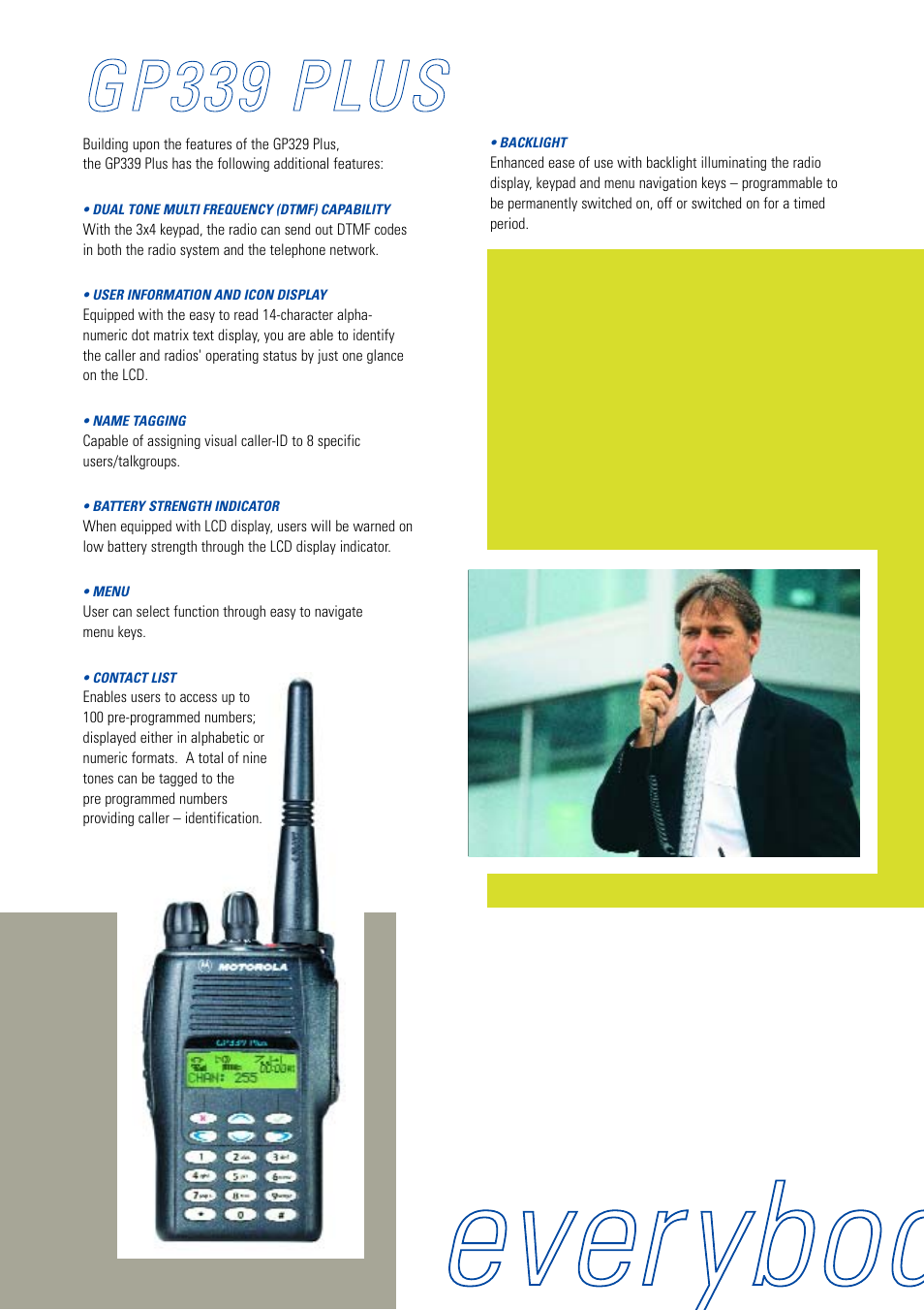 Eevveerryybboodd | Motorola Professional Portable Radio GP329 PLUS User Manual | Page 3 / 6