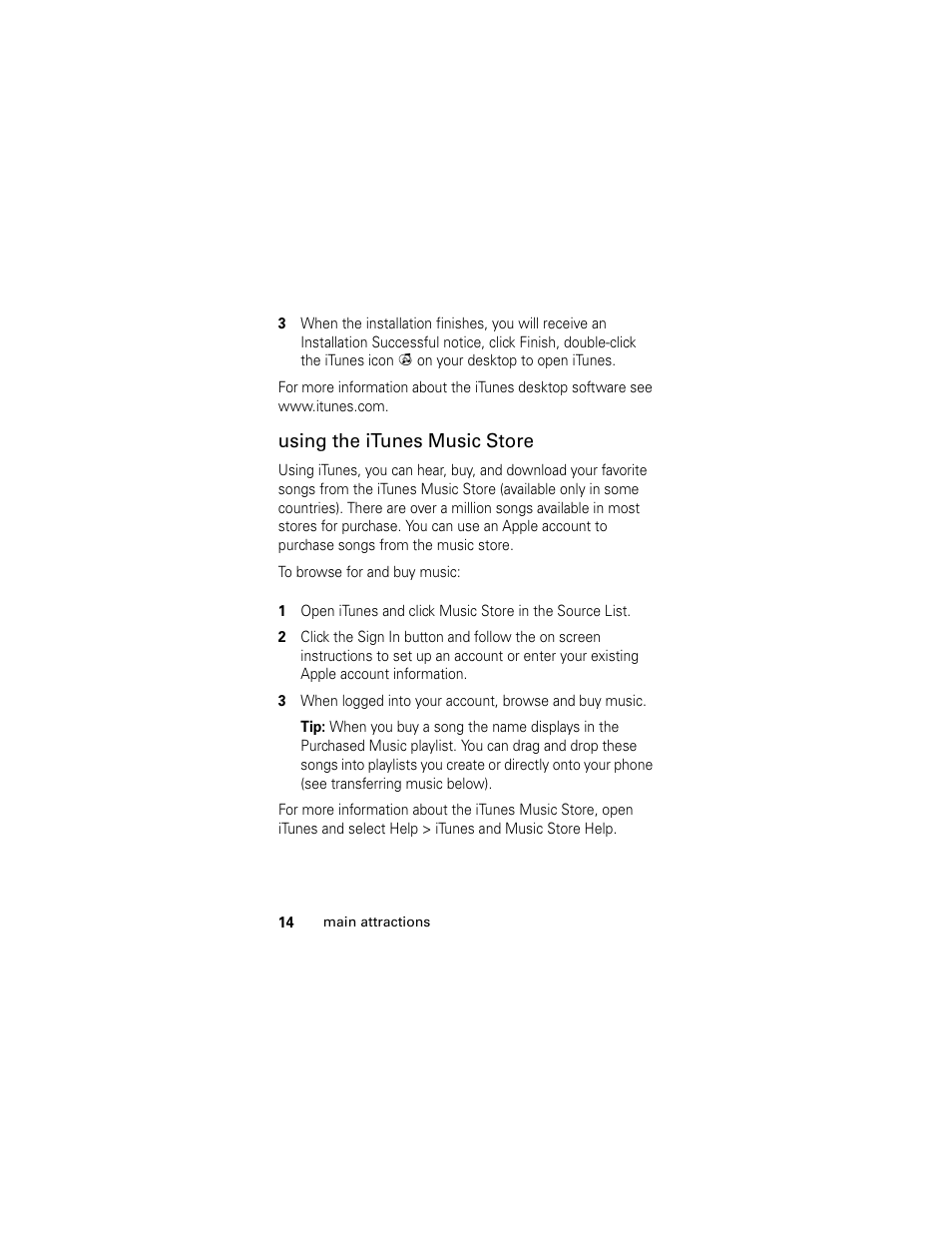 Using the itunes music store | Motorola HELLOMOTO SLVR L7 User Manual | Page 14 / 104