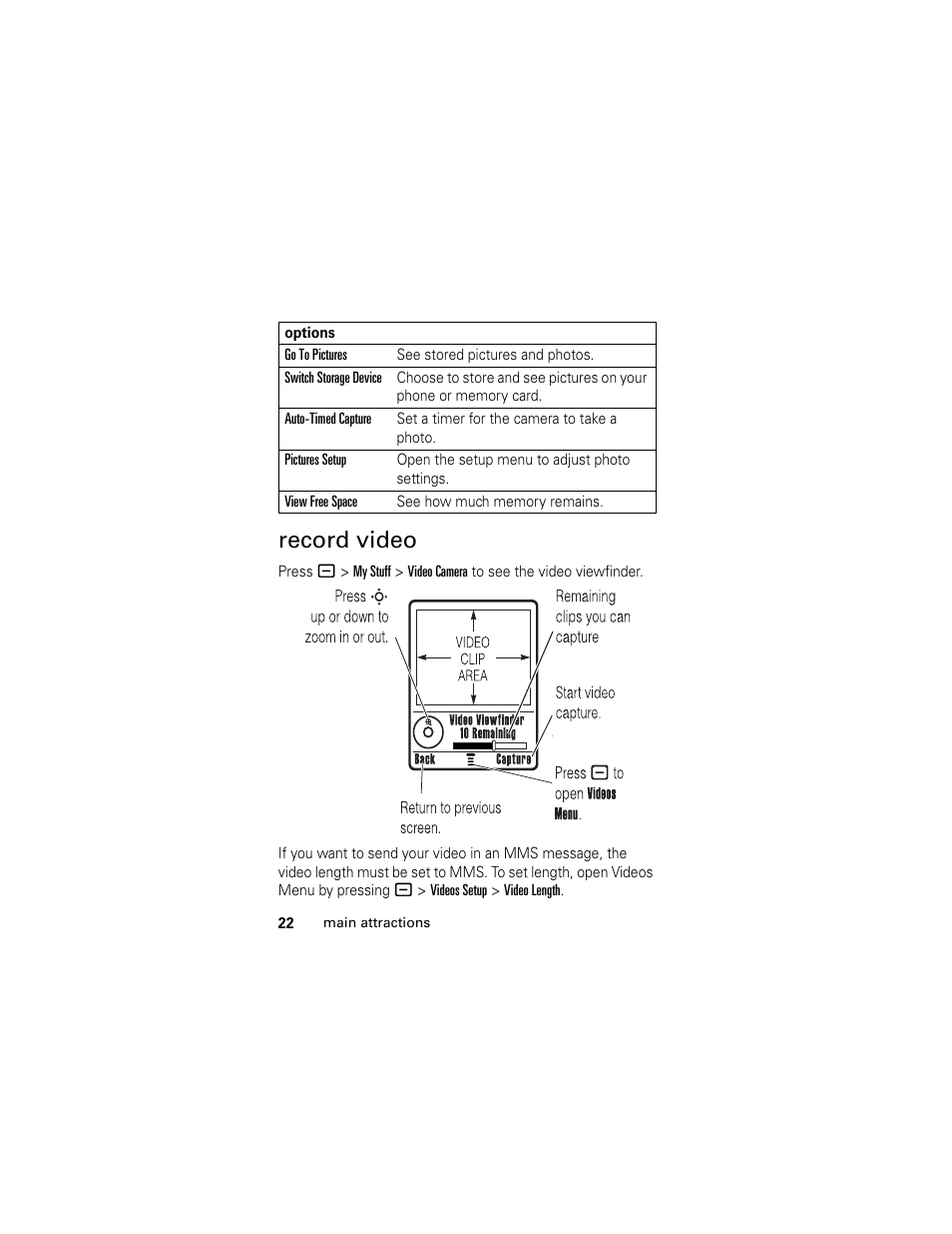 Record video | Motorola HELLOMOTO SLVR L7 User Manual | Page 22 / 104