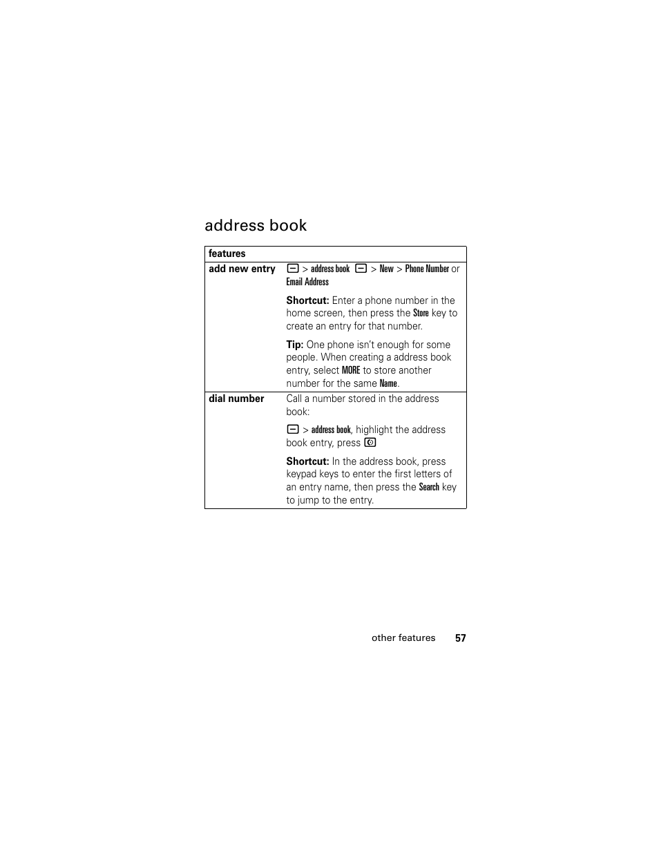 Address book | Motorola HELLOMOTO SLVR L7 User Manual | Page 57 / 104