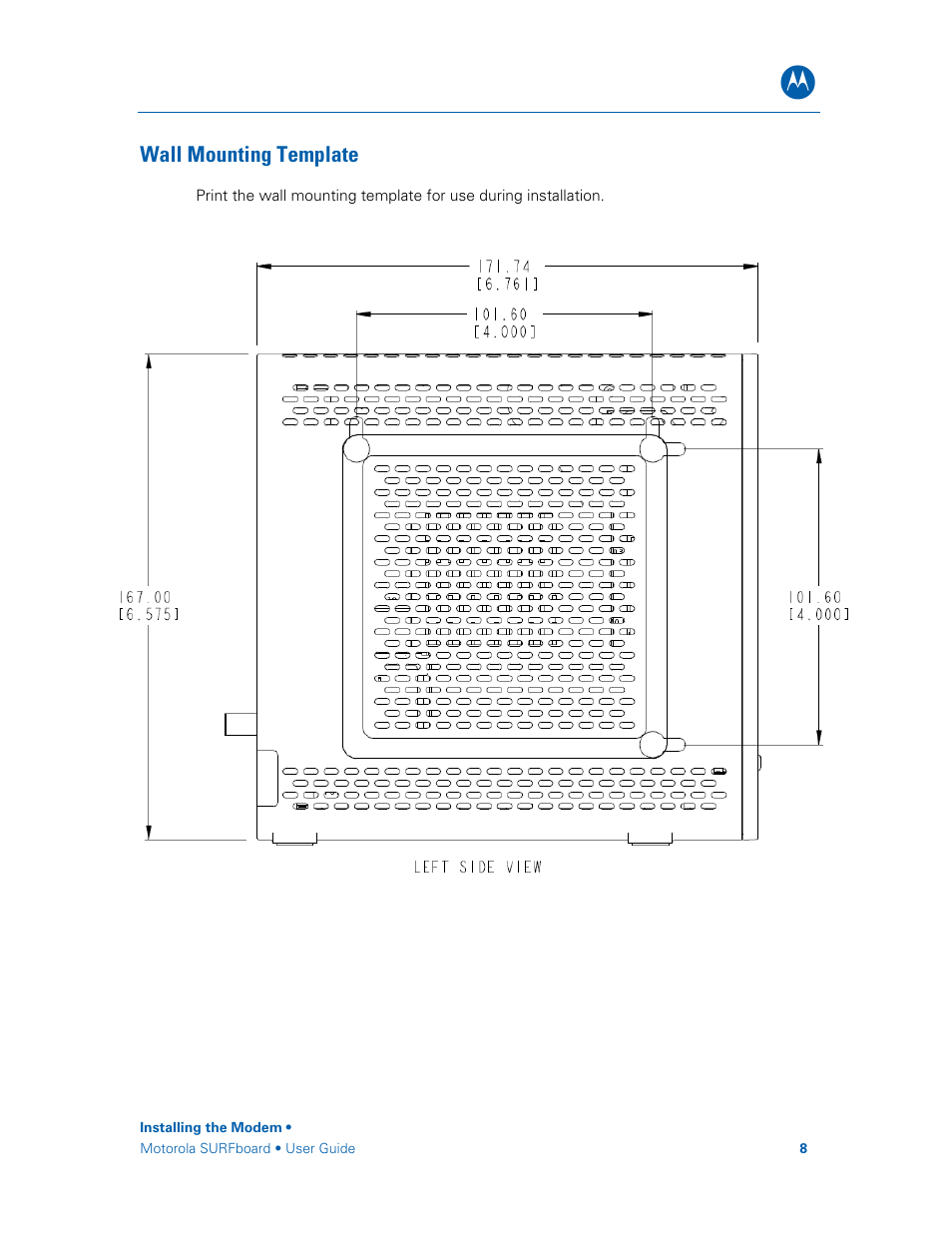 Wall mounting template | Motorola SURFboard SBG6580 Series User Manual | Page 16 / 36